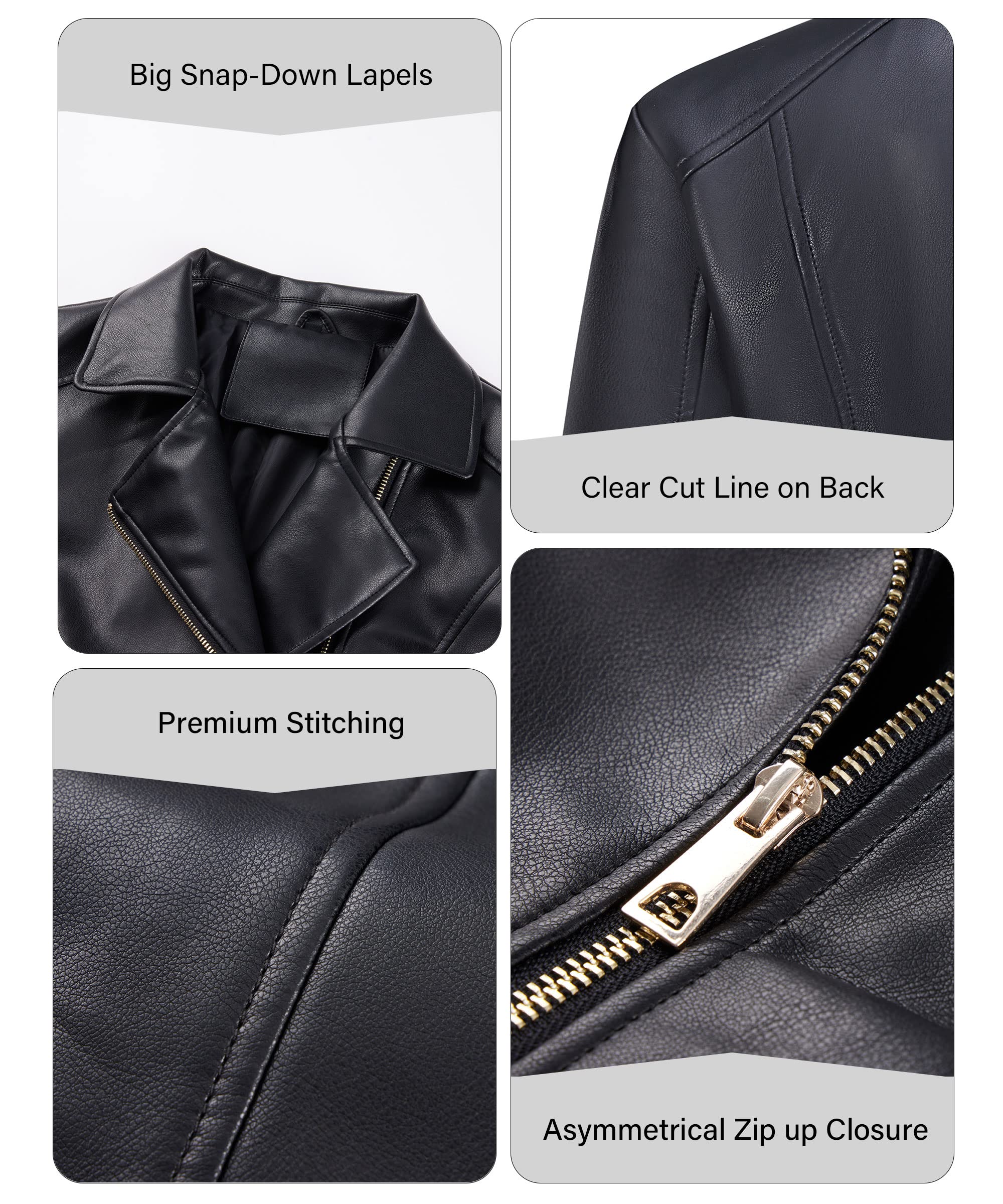 Bellivera Womens Faux Leather Casual Jacket 2025 Spring Trendy Motorcycle Outfits Lightweight Classic Coat — view 4