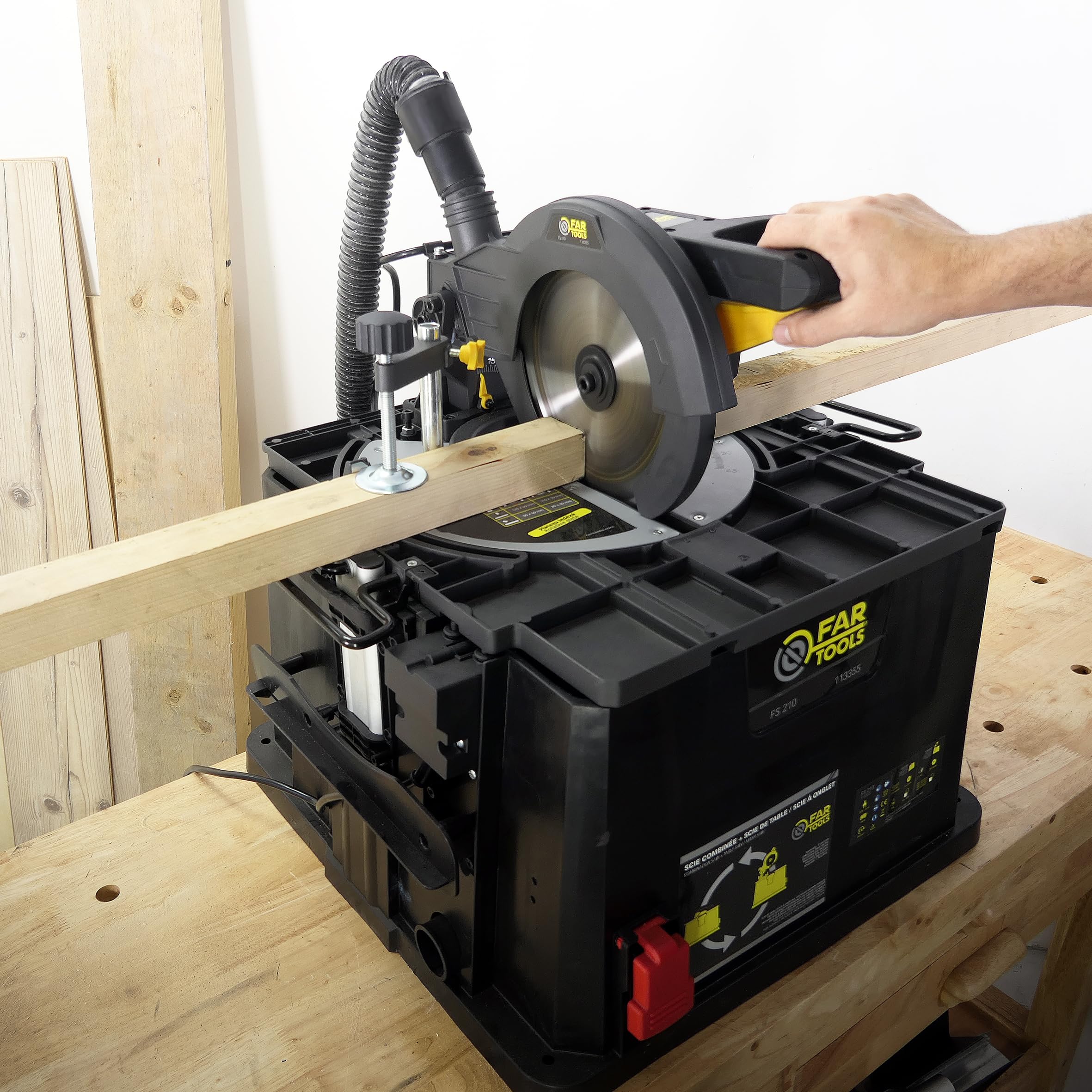 FS 210 Sierra de mesa reversible sierra ingletadora - 2 en 1 Potencia 1500 W, Diámetro 210 MM, Capacidad máxima de corte 50 MM, Función de sierra de mesa, Diámetro 25,4 MM,