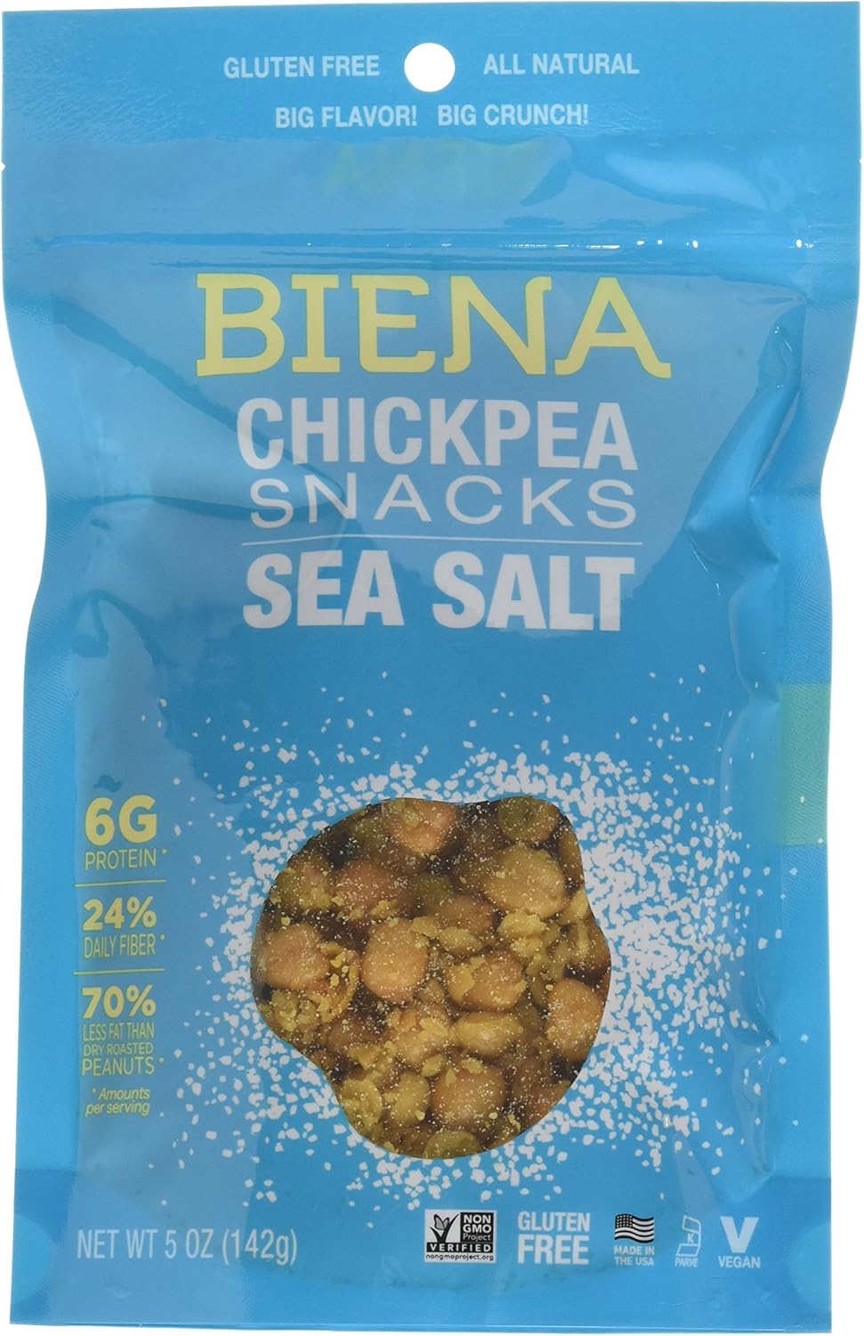 Biena Sea Salt Chickpea Snacks, 5 Ounce -- 8 per case.