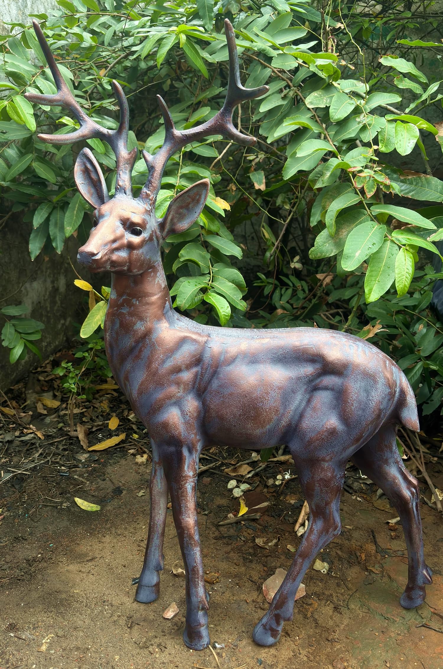 Inspirational Gifting Antique Bronze 120Cm (4Ft) Tall Stunning Standing Stag Deer Garden Or Home Ornament Hand Cast From Aluminium With Lovely Patina! - Our Largest Model!