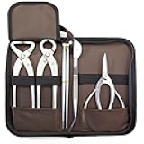 TianBonsai Bonsai Tools 5-Piece Alloy Steel Bonsai tool Kit In Cluding 190mm Root Pruning Scissors / 205mm Trunk Splitter / 215mm Root Cutter / 200mm Straight Root Hook/Tweezers (NBK5-03)
