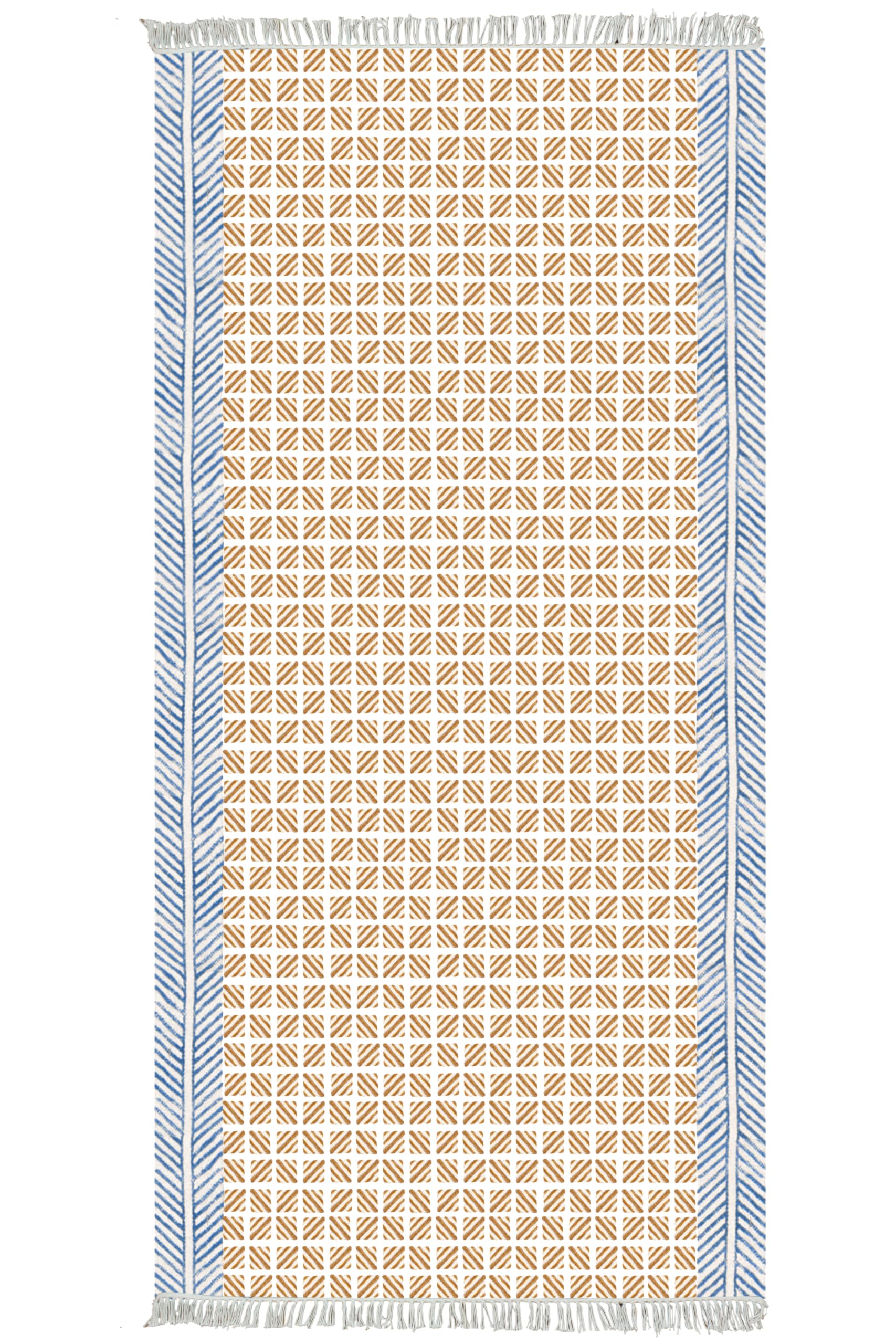Tapis de couloir Kilim 61x305 cm lavable en coton à tissage plat pour intérieur