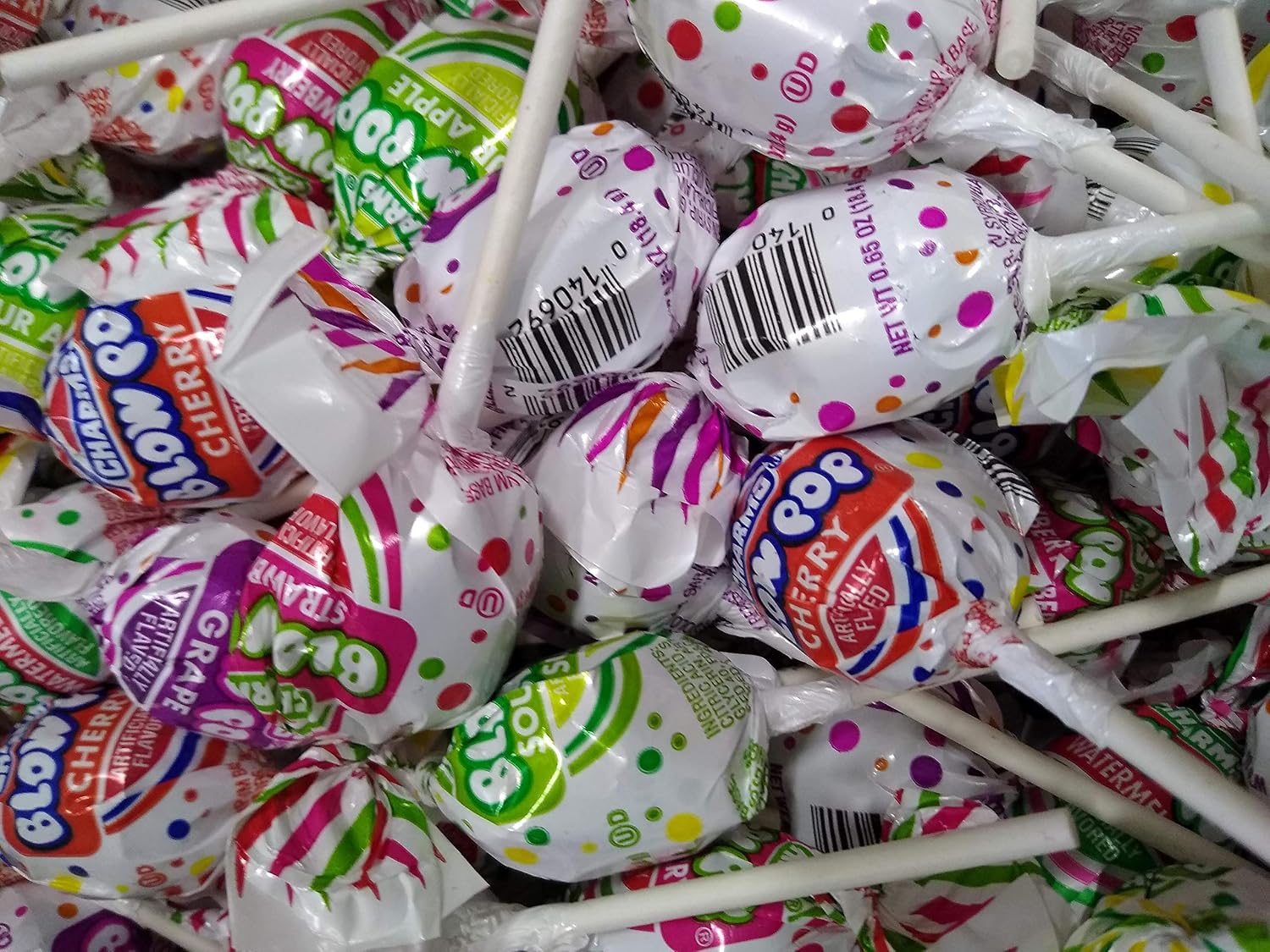 Charms Blow Pops - Delicious Assorted Lollipops Watermelon Strawberry Cherry Grape Sour Apple - 2 lbs Bulk Candy
