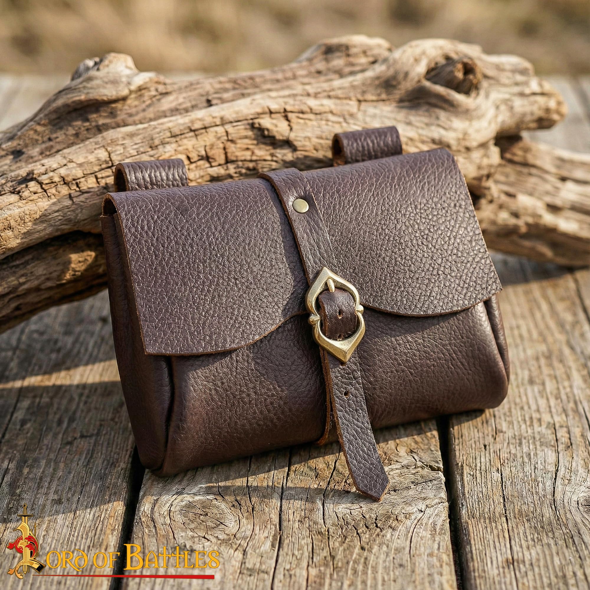 Lord of Battles Mittelalterliche Gürteltasche aus Leder | Renaissance-Kostüm | LARP Taille Kostüm COSPLAY | Kuriertasche