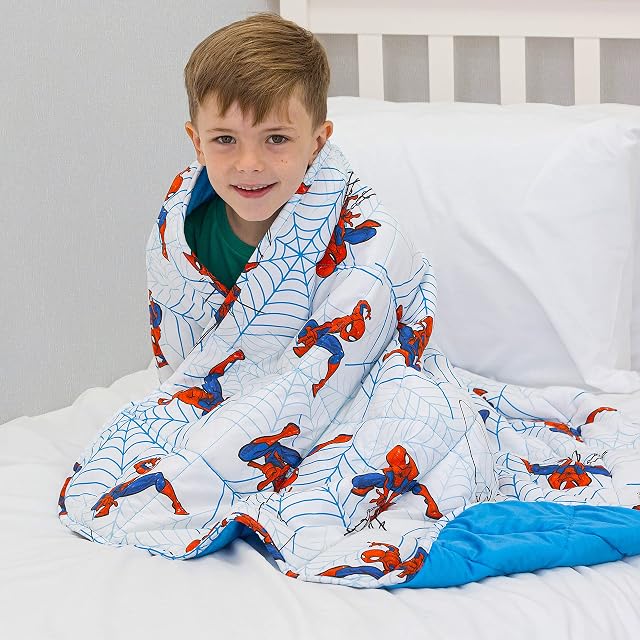Disney Official Ultimate Spiderman Webmaster Weighted Blanket | Heavy Blanket for Sleep, Stress Relief, Anxiety Relief & Sensory Calming Blanket | 100% Super Soft Cotton Material, 2kg