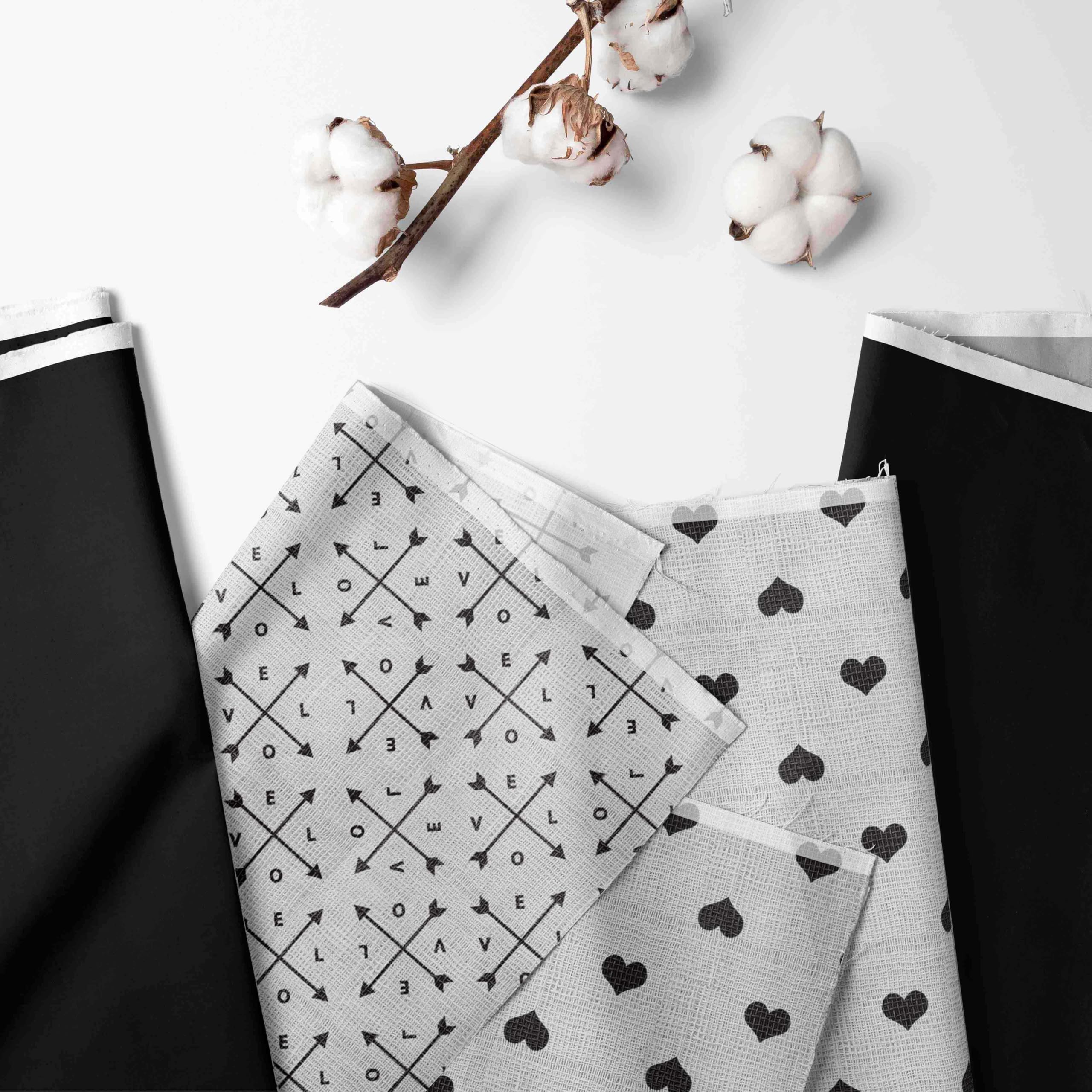 Bacati - 100 Percent Breathable Cotton Muslin 4 Piece Nursery Baby Crib Bedding Set for Boys/Girls US Standard Crib (Love/Hearts Black)