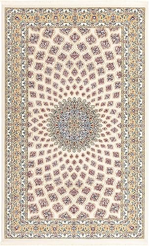 Miniatura 3 de Rugs.com Rabia Collection - Alfombra baja marfil de 5 x 8 pies, perfecta para dormitorios, comedores, salas de estar