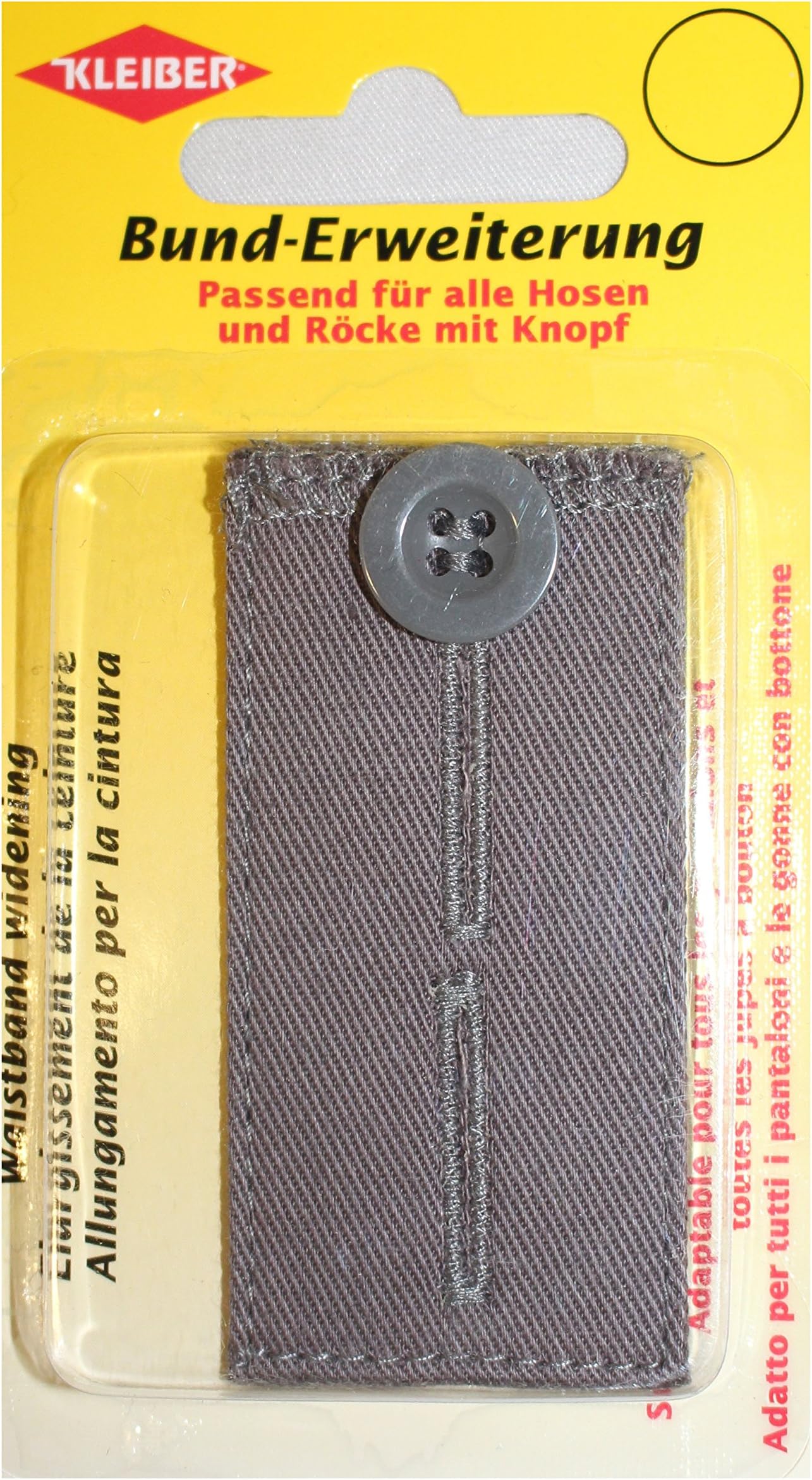 Kleiber Grey Button Waist Extender for Trousers and Skirts Made of 100% Cotton