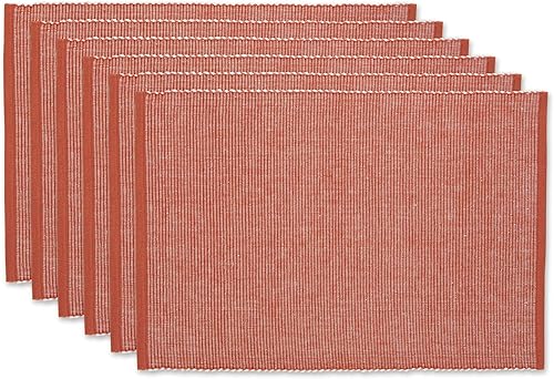 DII Juego de manteles individuales de la colección de dos tonos, color rojo vintage, 6 piezas