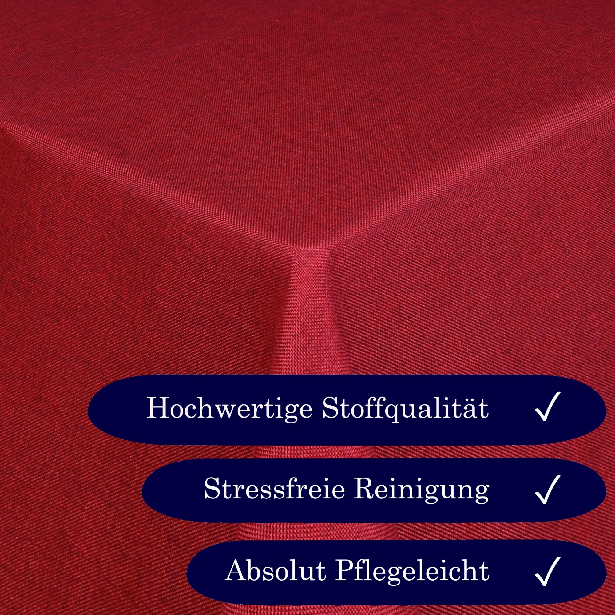 MODERNO Tovaglia Effetto Lino Rettangolare 80x80 Cm - Tessuto Damascato Con Protezione Antimacchia E Effetto Loto, Lavabile, Rosso