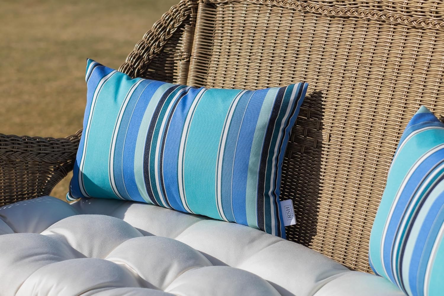 RSH DECOR: Sunbrella Pillow Covers Set of 2 | Covers Only - 20" x 12" | Outdoor Lumbar Pillow Covers Crafted with Sunbrella Performance Fabric | Dolce Oasis