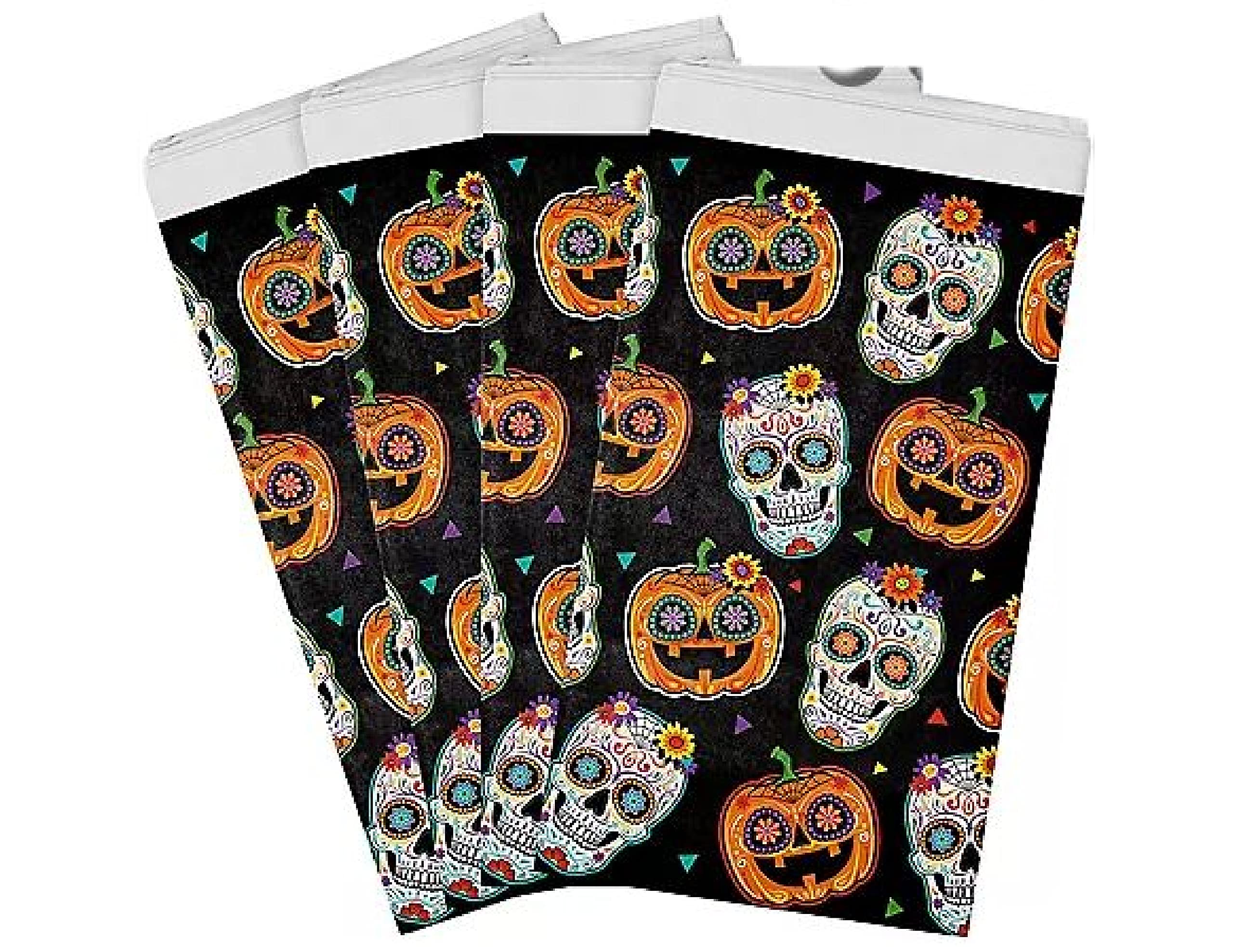 BlackLabel Direct Disposable Day of The Dead Sugar Skull Halloween Tablecloth (4 Pack, 54 x 108 in)