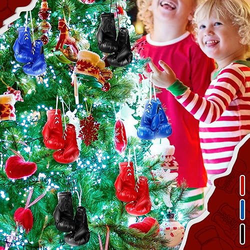 Miniatura 7 de 12 piezas de mini guantes de boxeo en miniatura, accesorios de boxeo, regalos de vacaciones, adorno de Navidad, decoración colgante, exhibición de