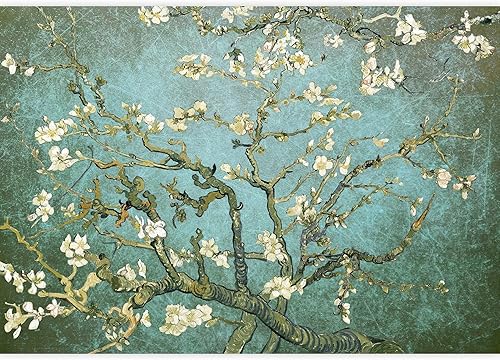Vista 81 de Wall26 - Papel tapiz en color cobre con estampado de "Almendro en flor" de Vincent Van Gogh Verde azulado "Flor de almendra