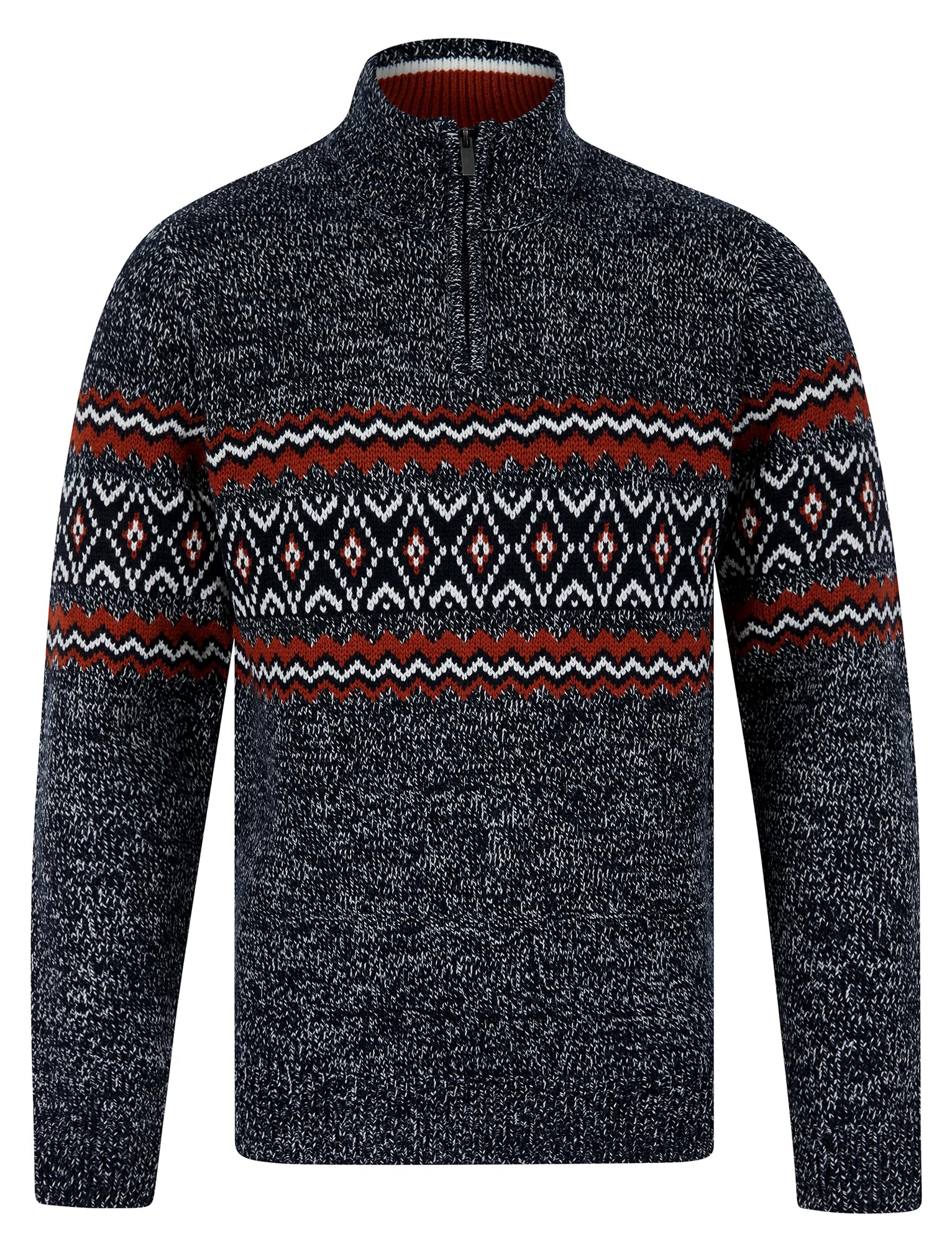Tokyo Laundry Men's Quarter Zip Nordic Fair Isle Knit Funnel Neck Jumper