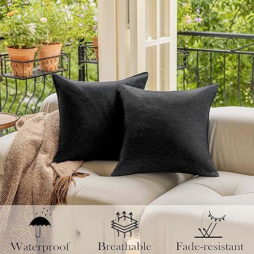 Miniatura 5 de Demetex Juego de 4 fundas decorativas para cojines de exteriores, impermeables, de 20 x 20 pulgadas, para muebles de patio y jardín, 20 x 20