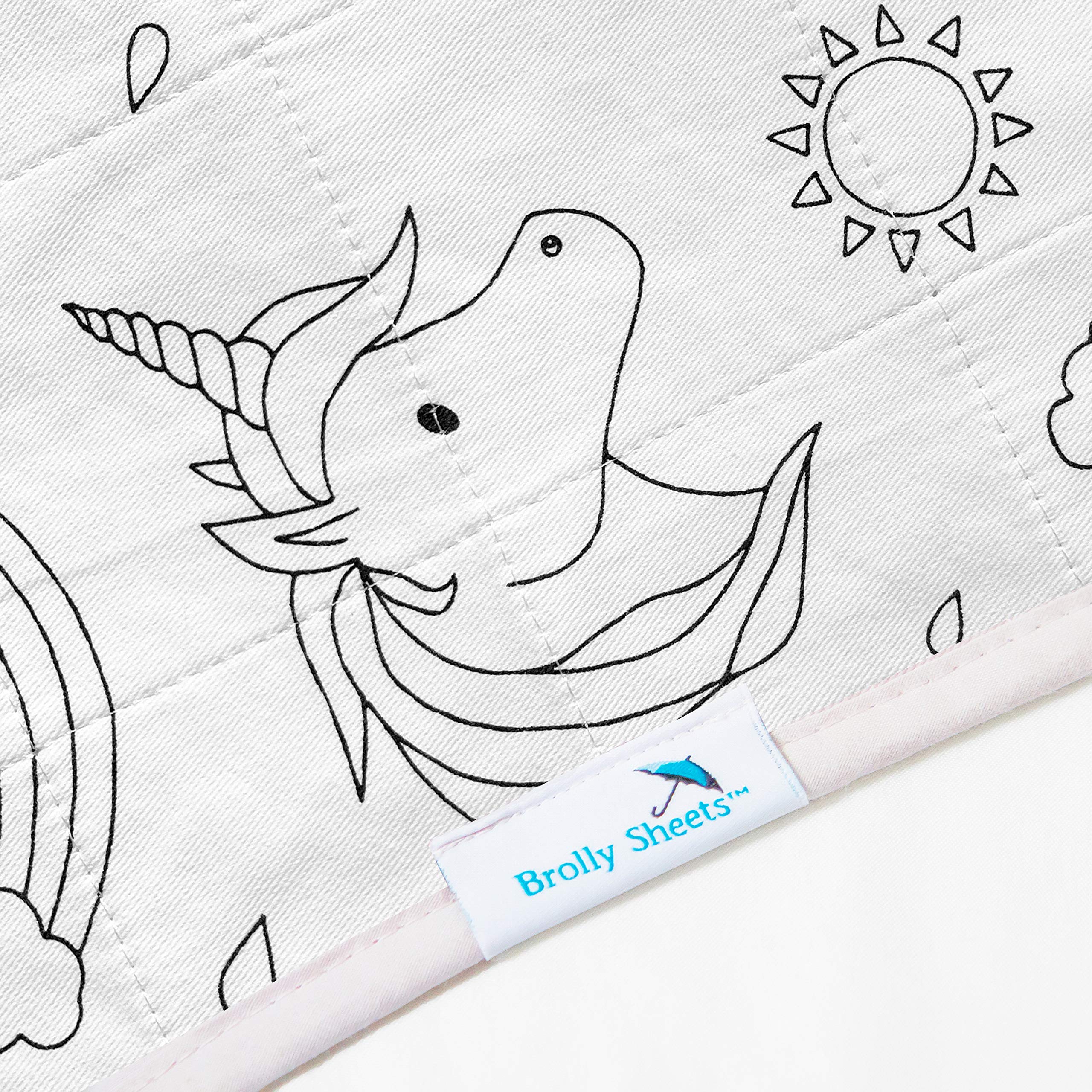 Brolly Sheets Unicorn Brolly Sheet - Bed Pad - With Wings - Single Bed Pad - 100% Cotton Sleep Surface - Size: 95 X 95Cm