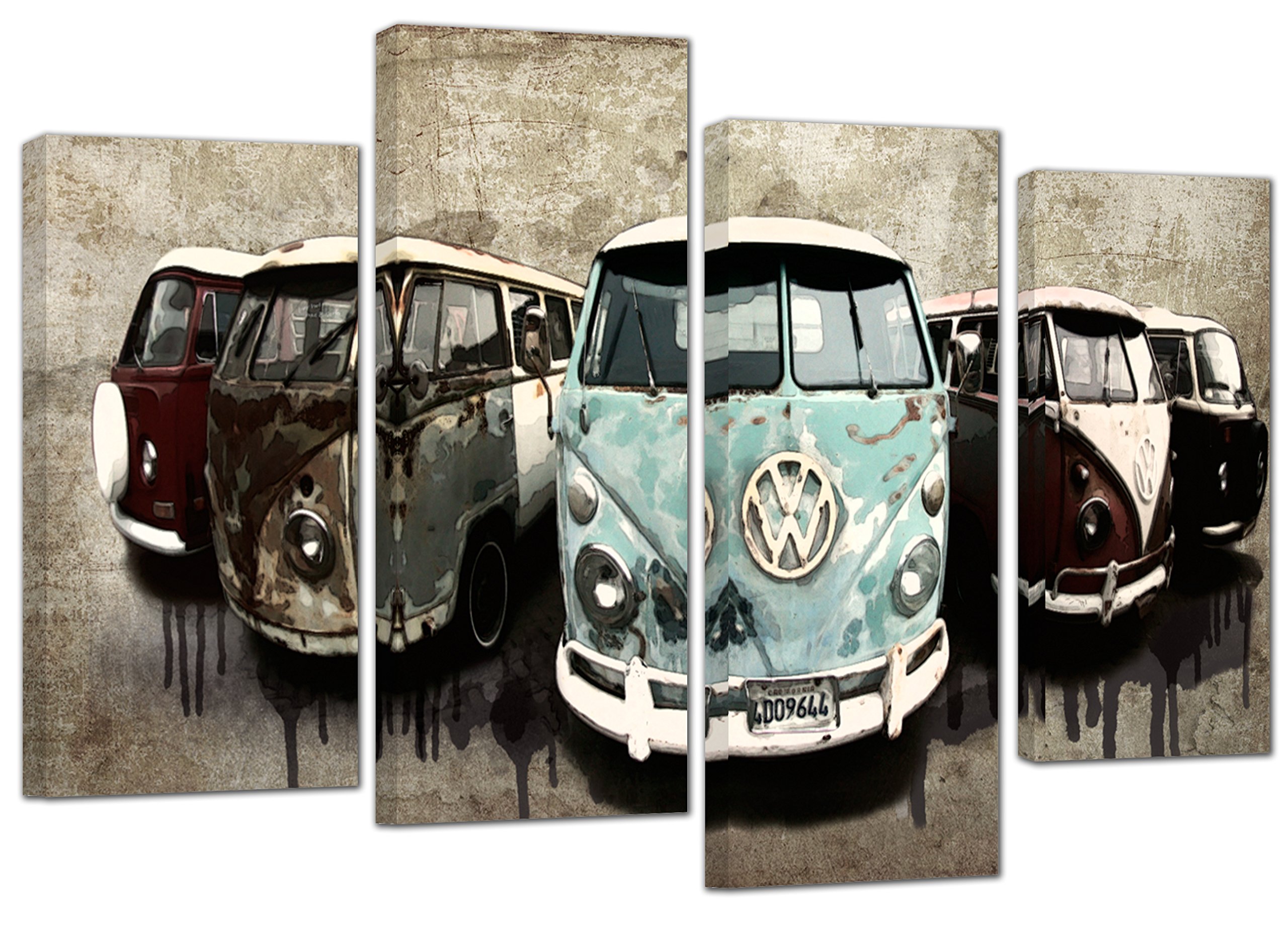 Vw Bus Rear Canvas Volkswagen Van Drawing 1998 VW Beetle Car Poster Art 45546359 Vector