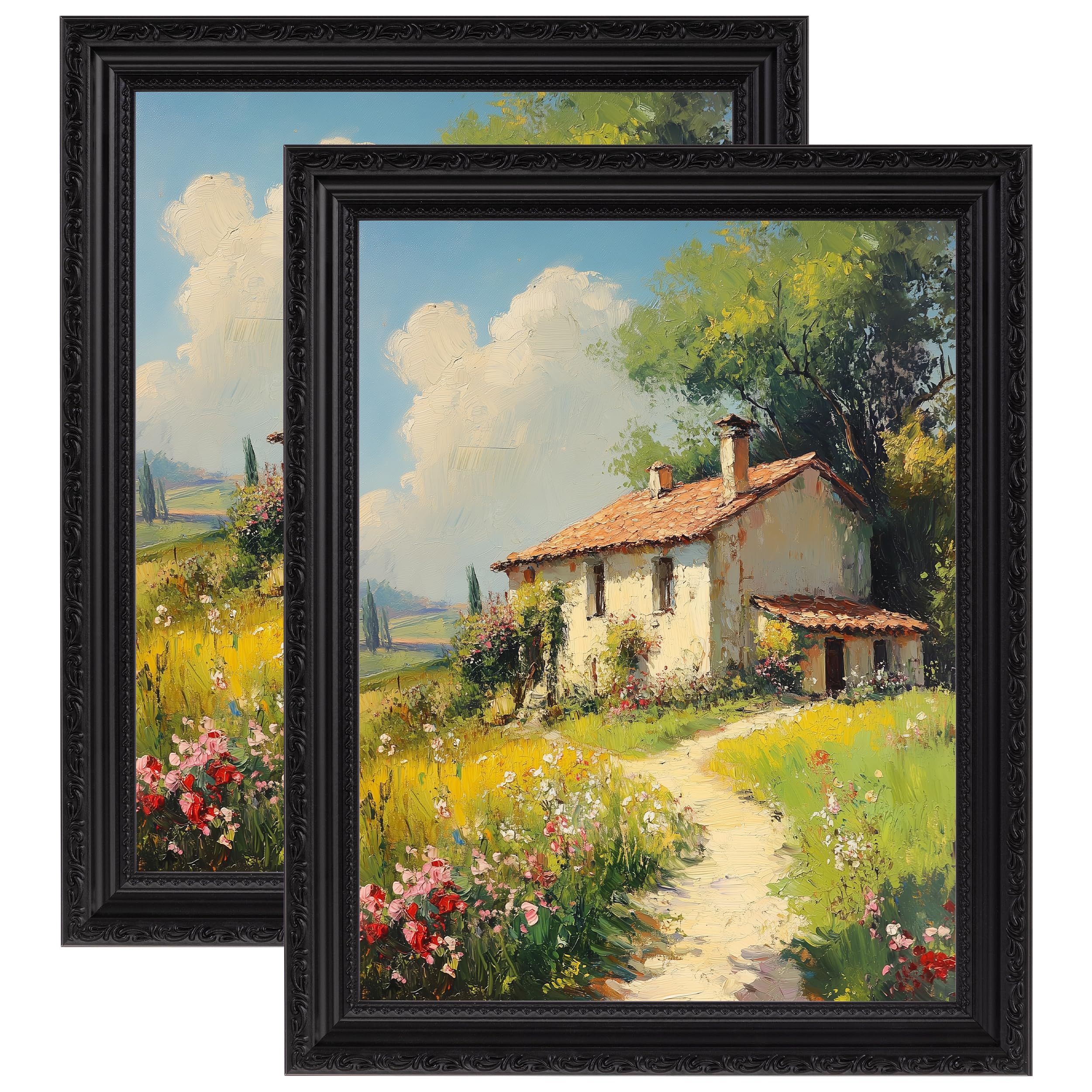 eletecpro 8.5x11 Vintage Picture Frame, Glass Cover, Black, 2-Pack