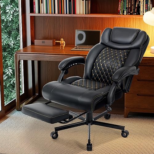 Miniatura 2 de Silla de oficina grande y alta de 600 libras para personas pesadas, sillas de oficina ejecutivas reclinables con reposapiés y soporte lumbar