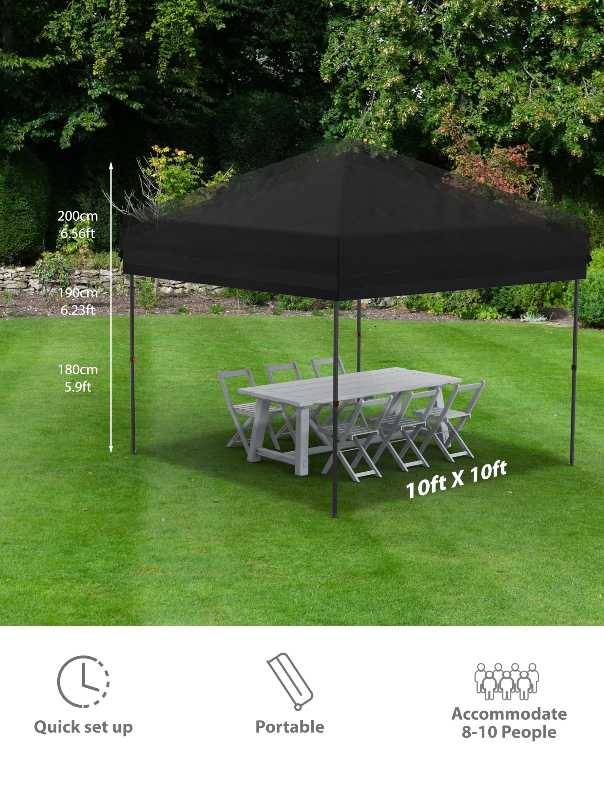 Garvee 10'x10' Pop Up Canopy Tent with 4Pcs Sidewalls, Portable Instant Commercial Canopy with 4 Stakes, 4 Ropes, 4 Sandbags for Farmers' Market, Patio, Outdoor, Camping, White