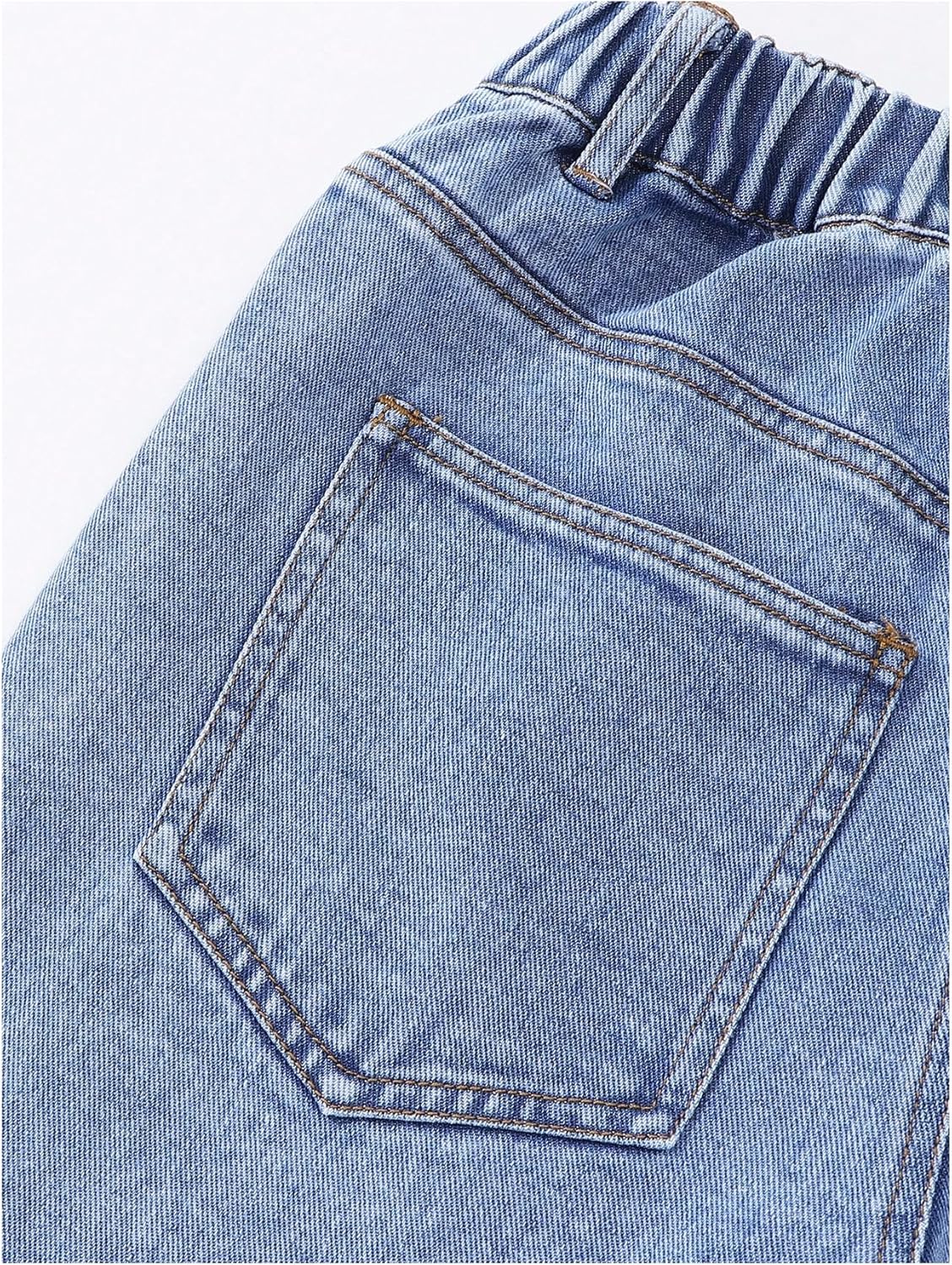 Girl's Floral Baggy Jeans Cute Wide Leg Denim Pants Elastic Waist Denim Jeans with Pockets - Image 5