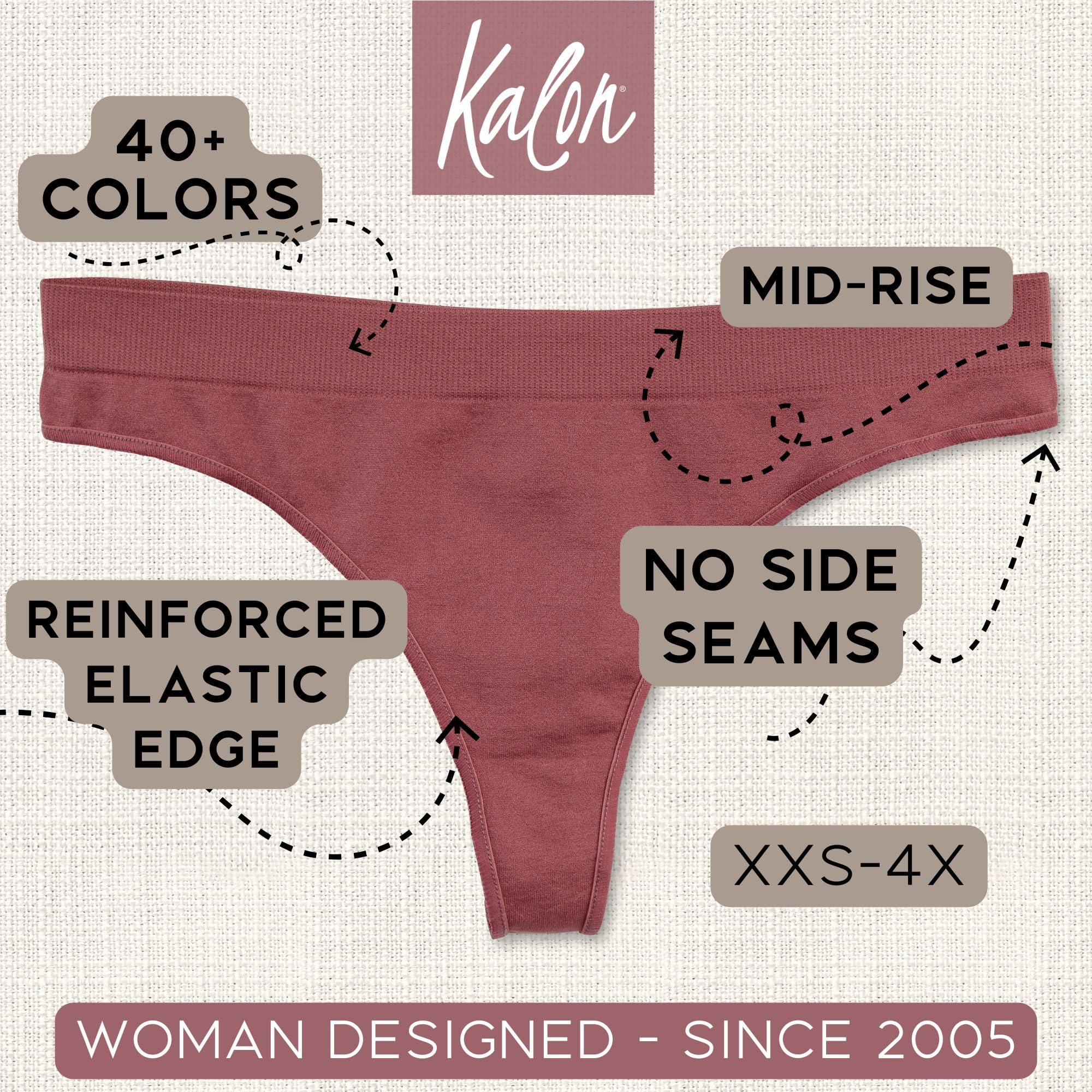 Kalon Women's 6 Pack Nylon Spandex Thong Underwear
