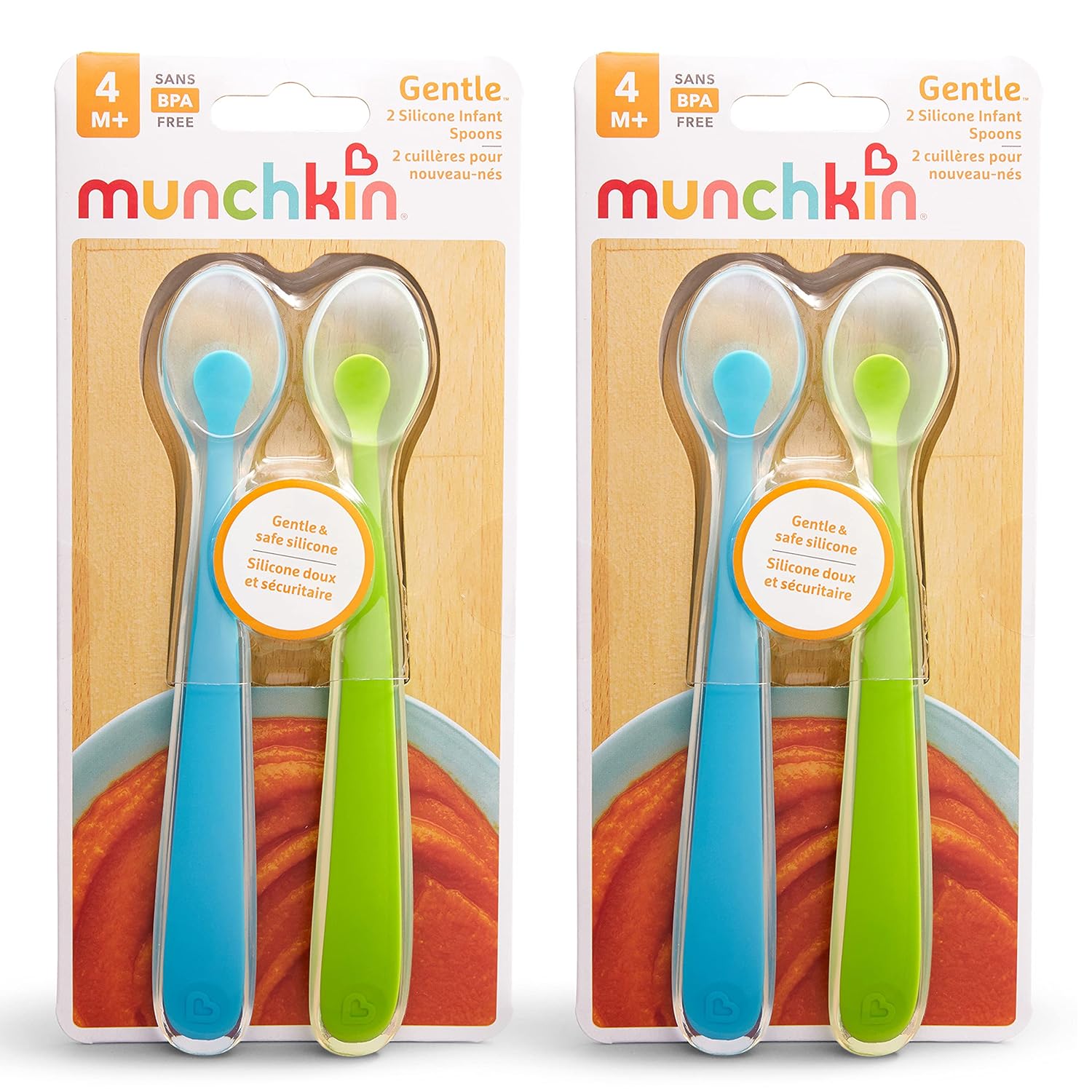 Up To 50% OFF Munchkin Gentle Silicone Spoons, Blue/Green, 4 Pack