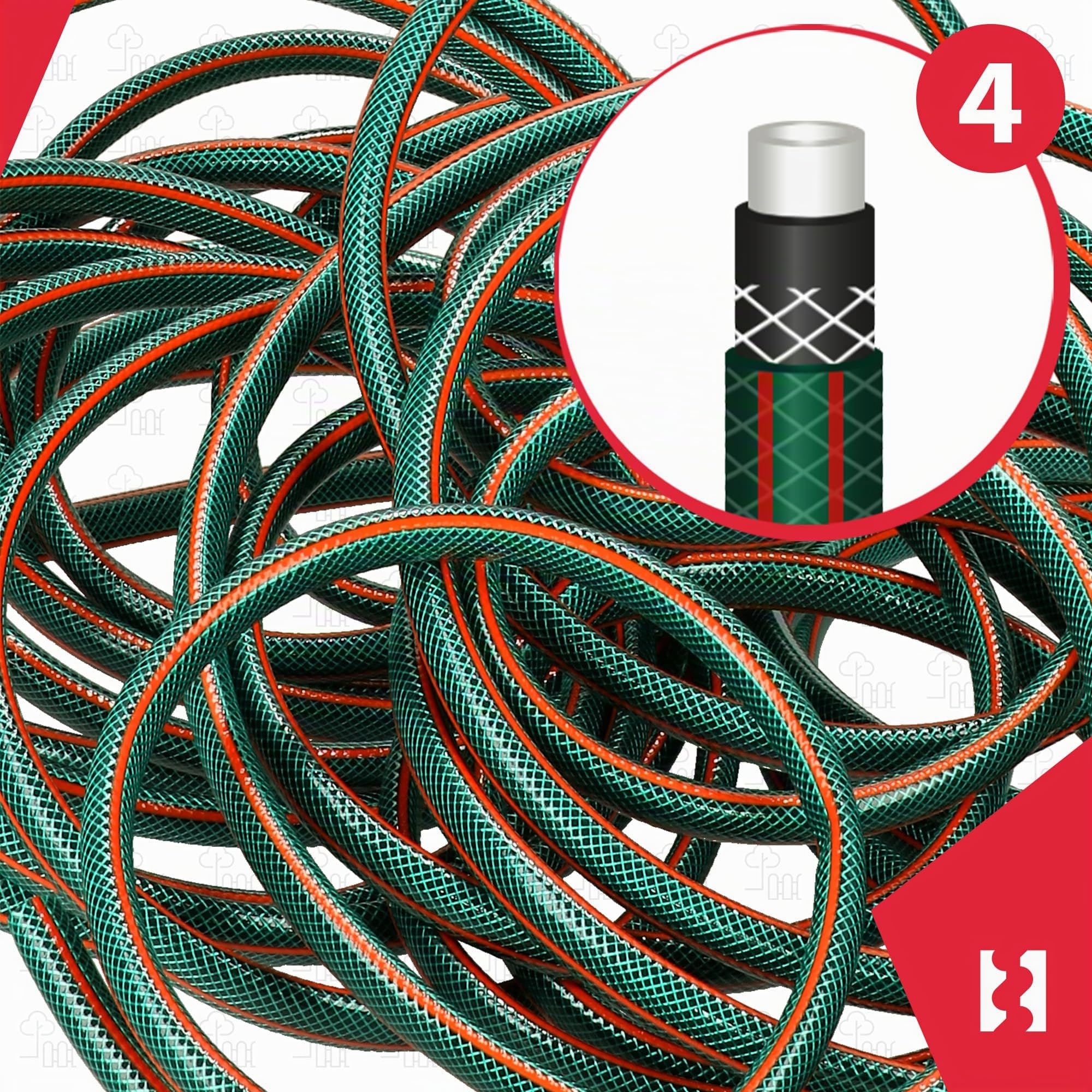 KOTARBAU® - Tubo da giardino da 3/4", 30 m, a 3 strati rinforzati, professionale per innaffiare piante, colore verde
