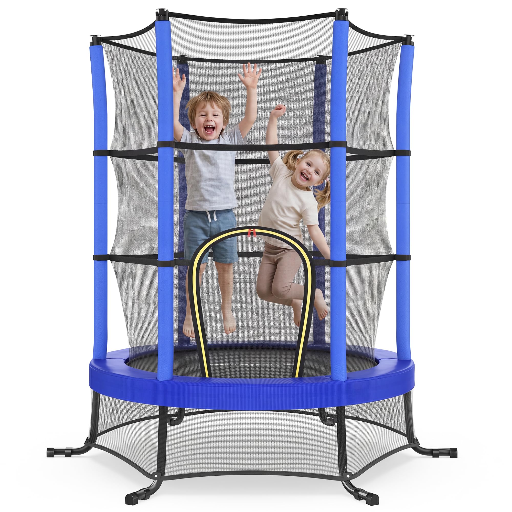SONGMICS Trampoline pour Enfants, Diamètre 174 cm, avec Filets de Protection, Coussins de Sécurité, Mini Trampoline Fitness, Cadre en Acier, pour Intérieur, Extérieur, Jardin