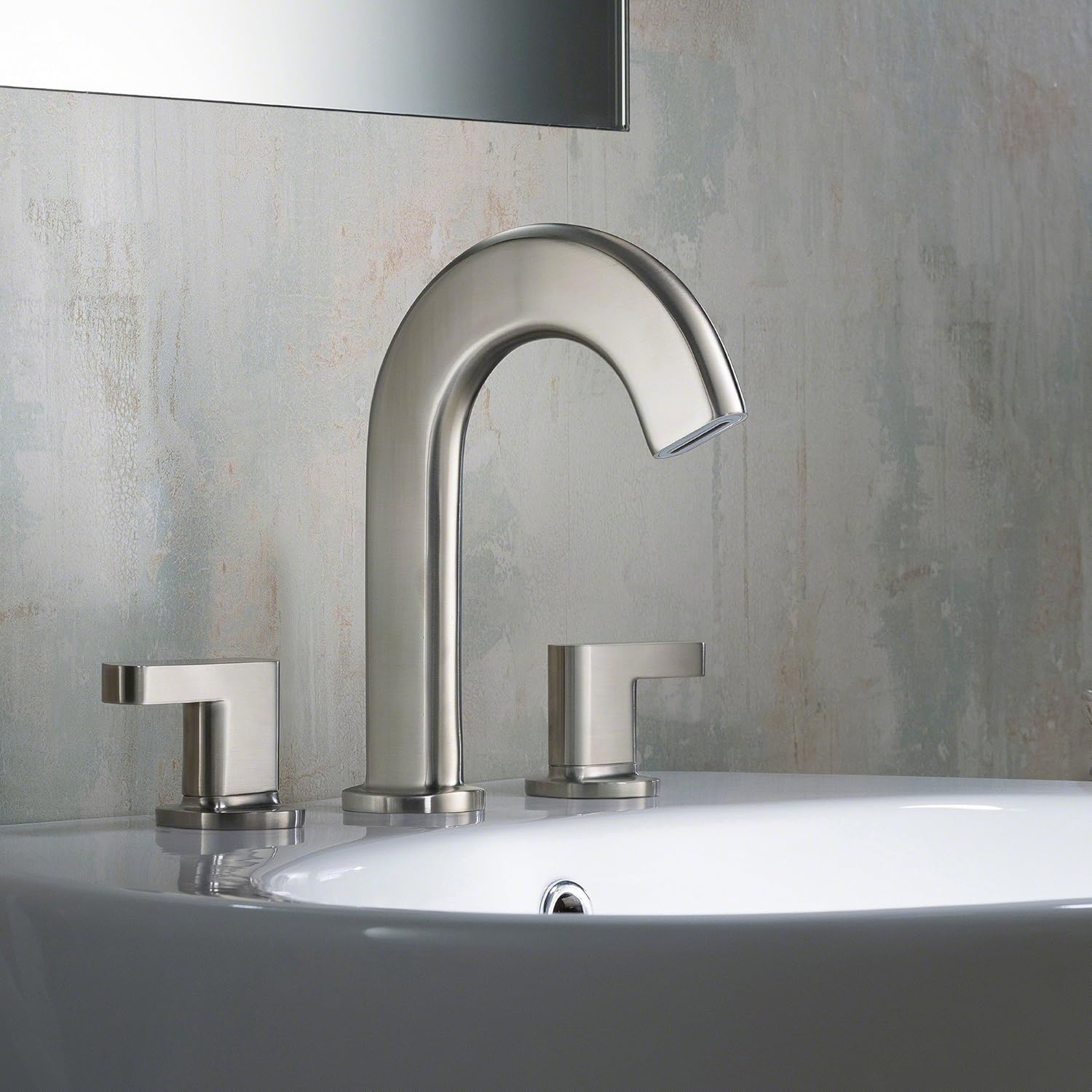 KRAUS Ino™ Two Handle 8 Inch Widespread Bathroom Faucet with Custom Laminar Flow in Brushed Nickel Finish, KEF-15703BN