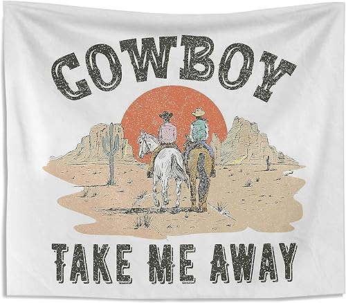 Miniatura 13 de Kneibo - Tapiz de pared rosa para dormitorio, tapiz de vaquera, 50 x 60 pulgadas, decoración de habitación occidental para niñas adolescentes