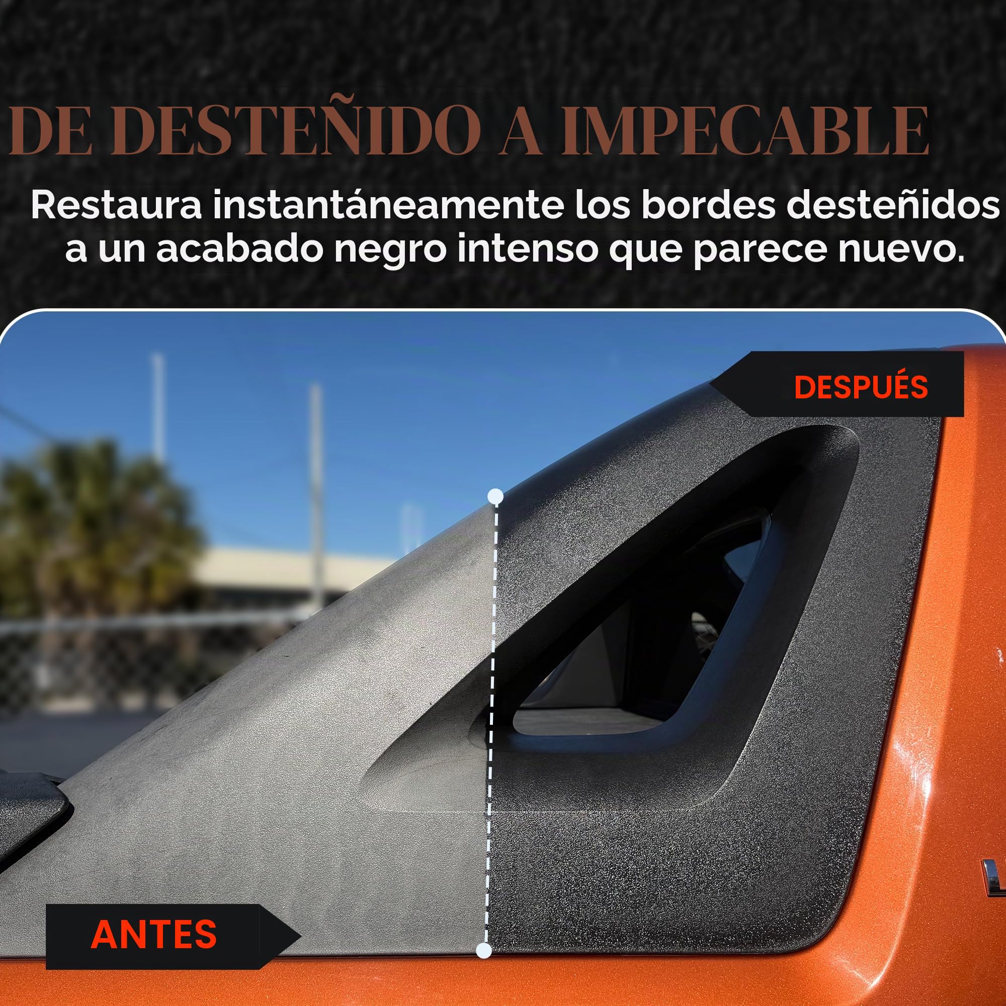 BLAZON Black Trim Restorer - Restaurador de plástico con infusión de tinte para molduras exteriores desteñidas, acabado negro profundo, corrección de arañazos, larga durabilidad y protección UV, 8