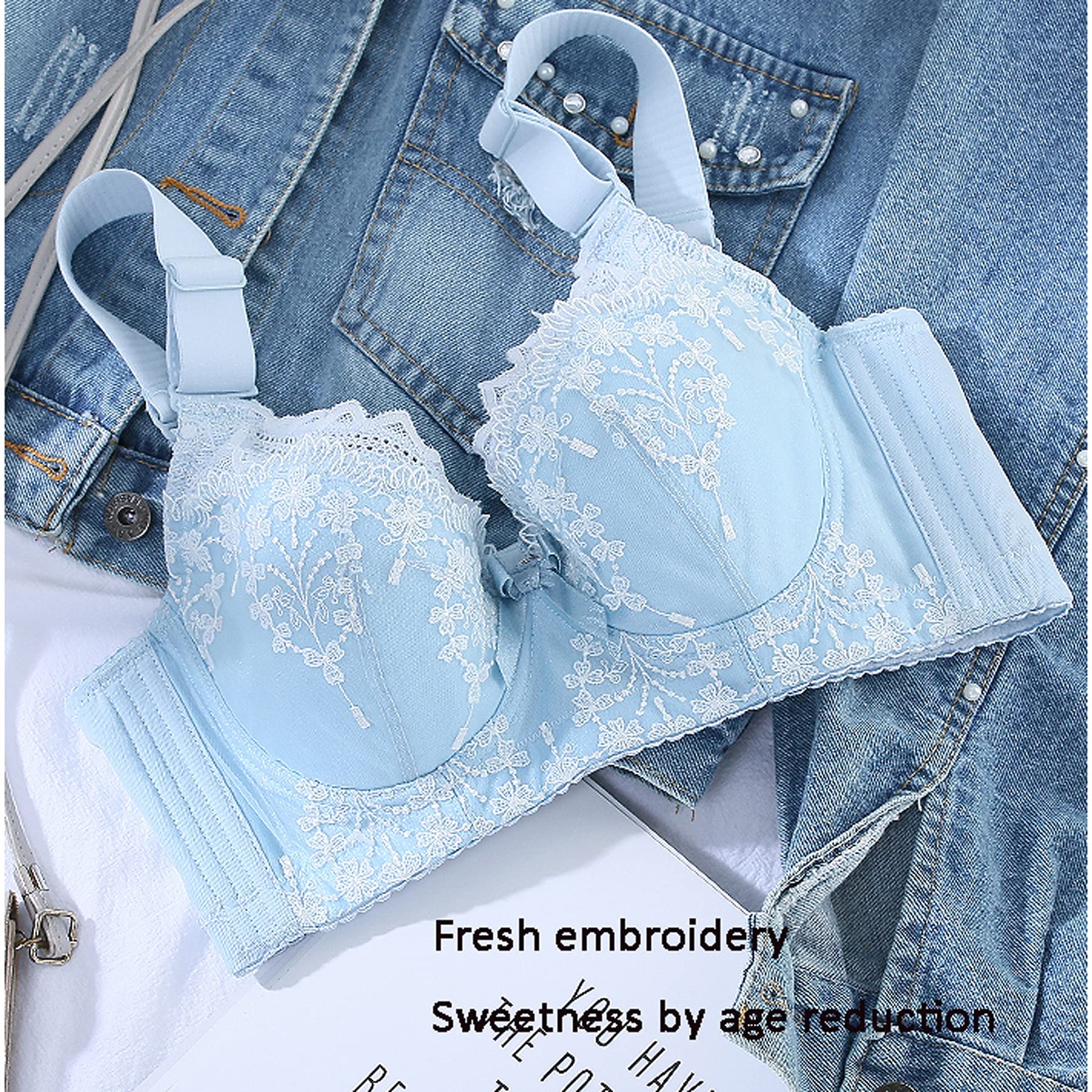 Reggiseno Minimizer con ferretto da donna,Ricamo figura completa sfoderato Plus Size Everyday Bralette,Reggiseni lingerie in pizzo raccolti