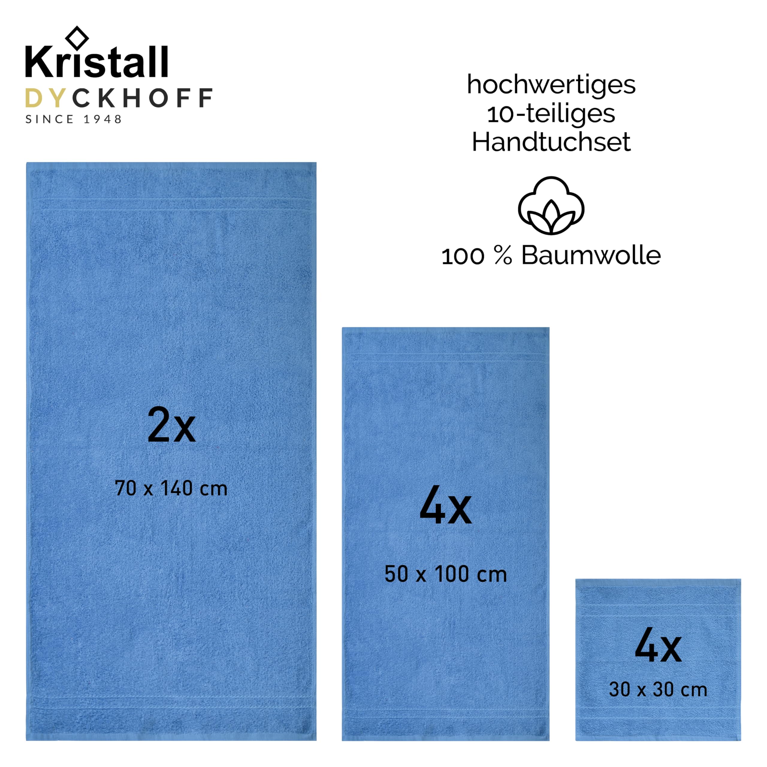 Dyckhoff Kristall Handtuch Set, 10-teilig, Reine Baumwolle, Oeko-TEX Zertifiziert, Kobaltblau, 50x100cm, 70x140cm, 30x30cm