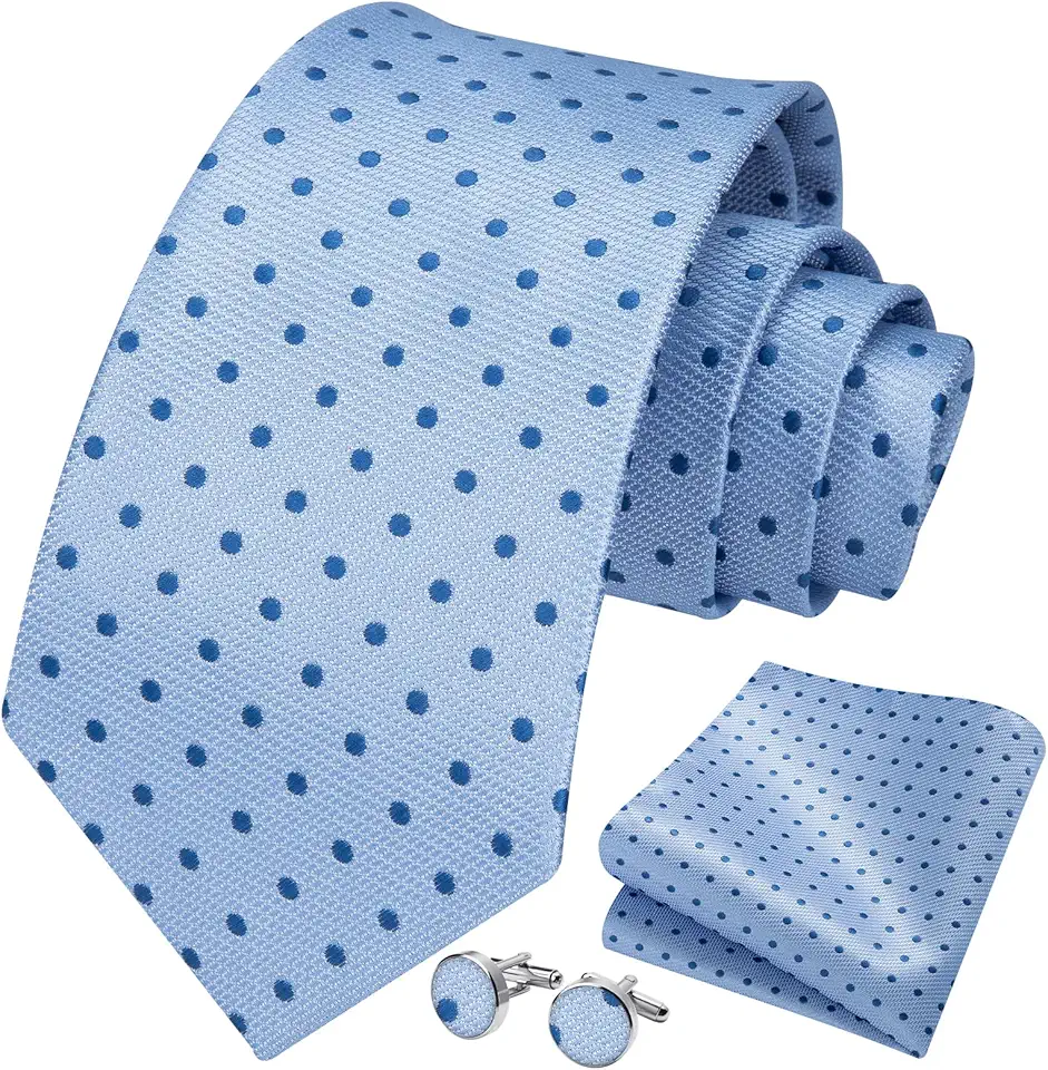 HISDERN Mens Tie Set Classic Woven Ties and Pocket Square Cufflinks Set Formal Business Wedding Neckties Handkerchief
