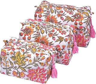 Juego de 3 bolsas de maquillaje acolchadas co...