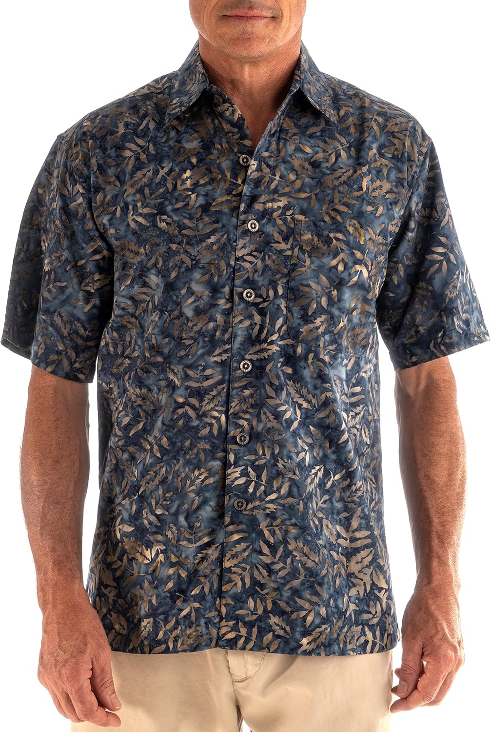 Johari West Floating Leaves Tropical Cotton Batik Shirt - Image 7