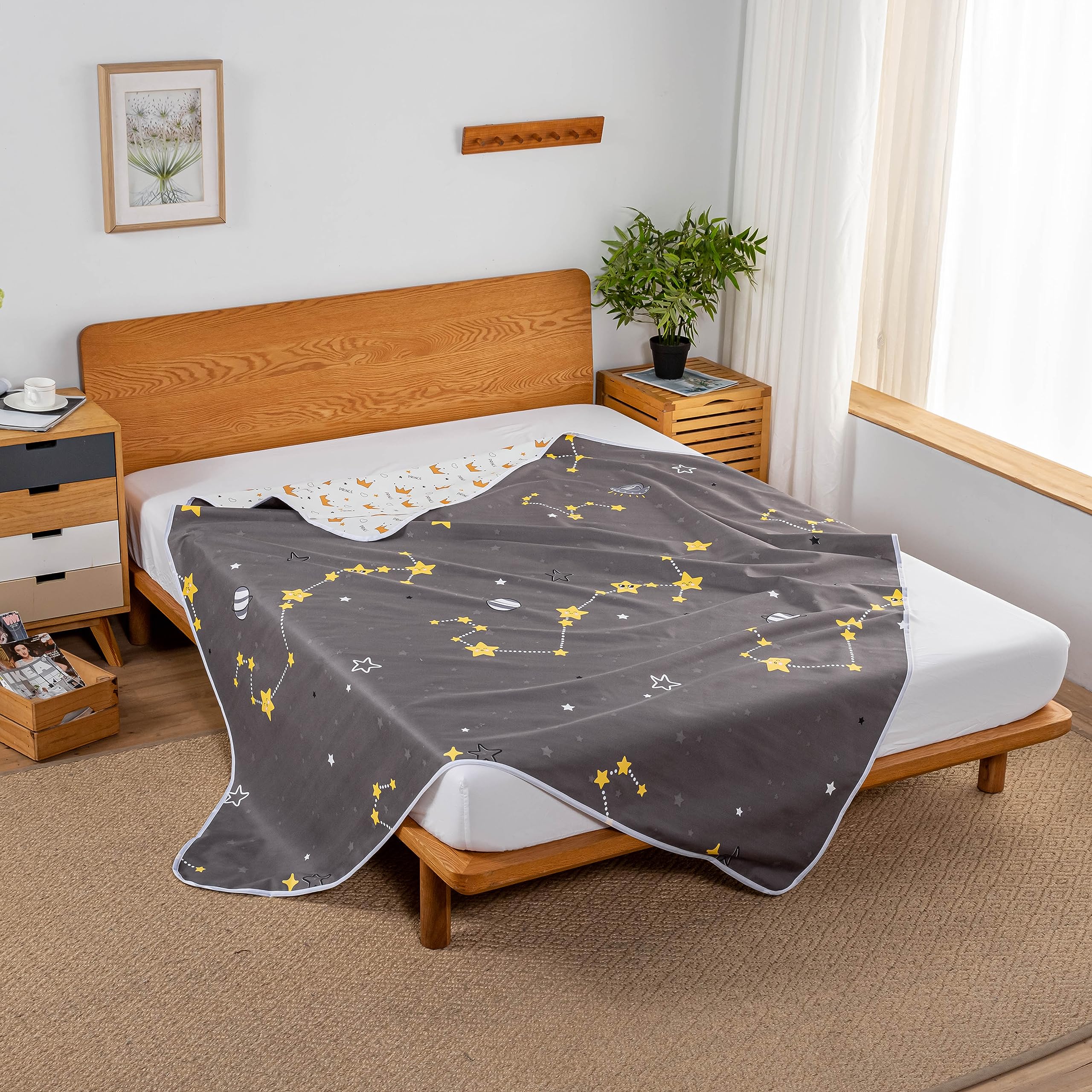 WenBags Almohadilla de cama reutilizable para incontinencia, 70 x 78 pulgadas, protector de colchón impermeable grande para niños, adultos, personas mayores y mascotas (mezcla de poliéster y