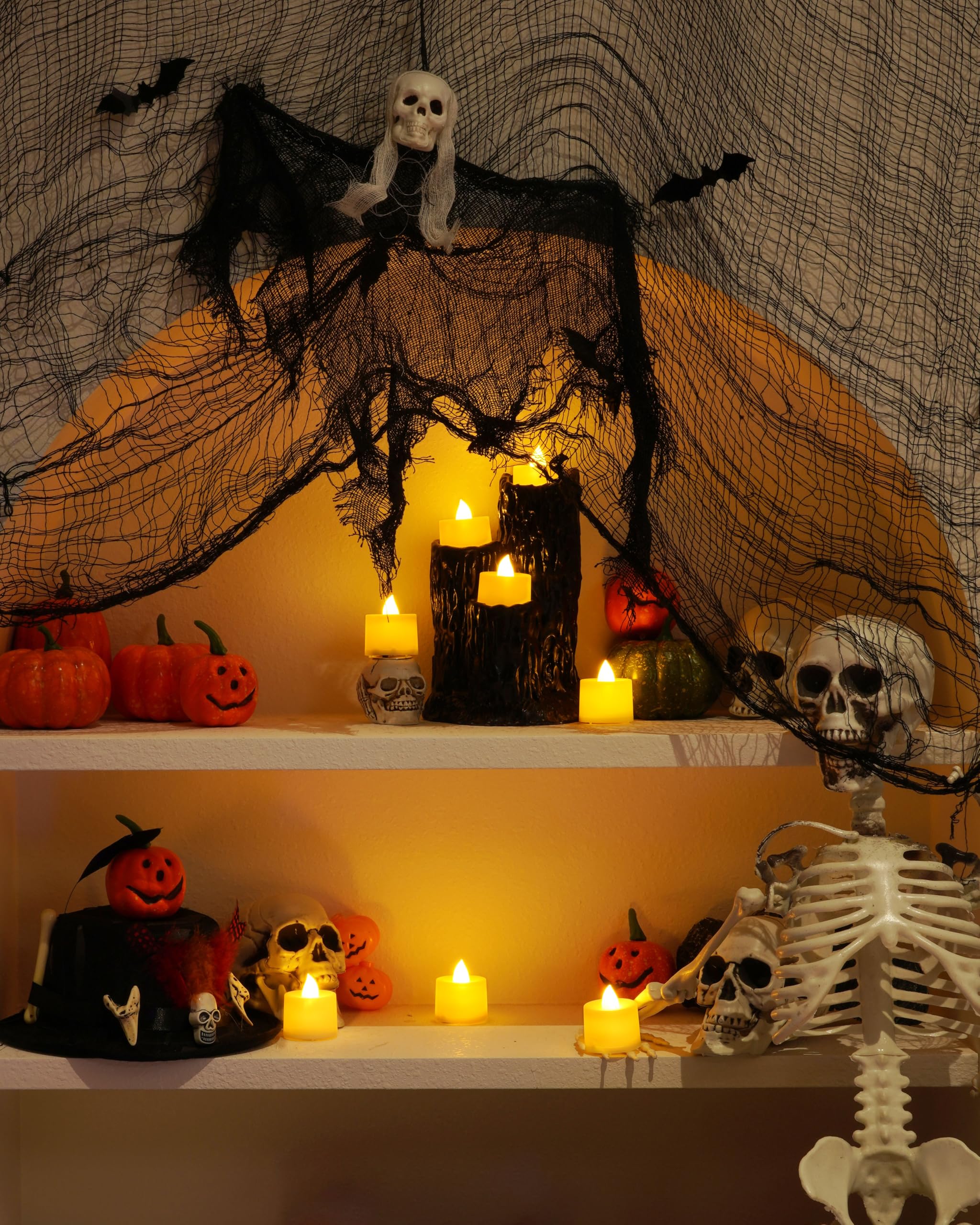 Amagic Confezione da 100 lumini votivi a LED, senza fiamma, piccole candele elettriche a lunga durata, funzionamento a batteria, per Halloween, Natale, decorazioni per la casa, matrimoni, feste