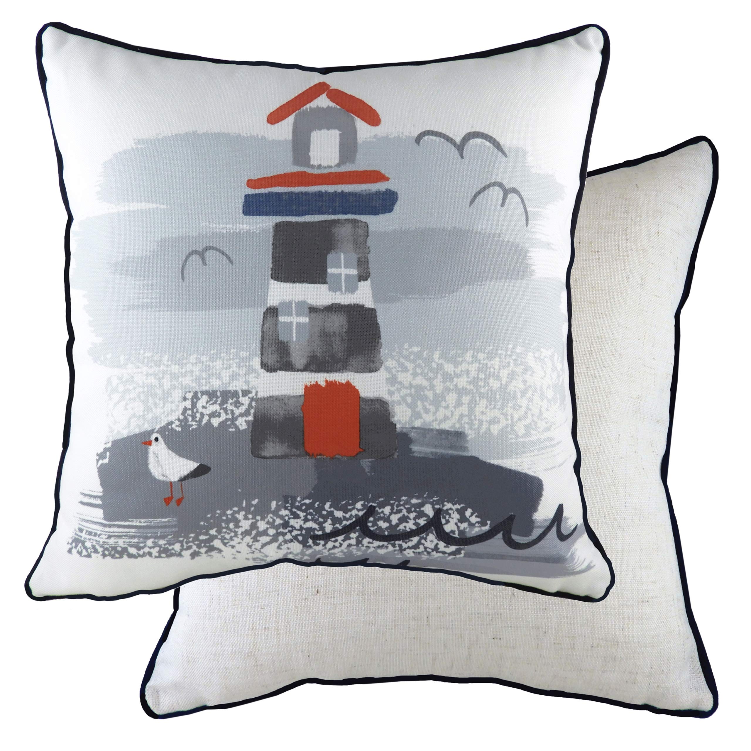 Evans Lichfield Nautical Lighthouse Cushion Cover, Multi, 43 x 43cm
