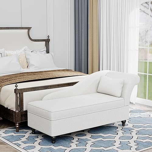 Miniatura 13 de Yongqiang Chaise Lounge - Sofá reclinable tapizado para interiores, sala de estar, dormitorio, terciopelo gris (reposabrazos izquierdos)