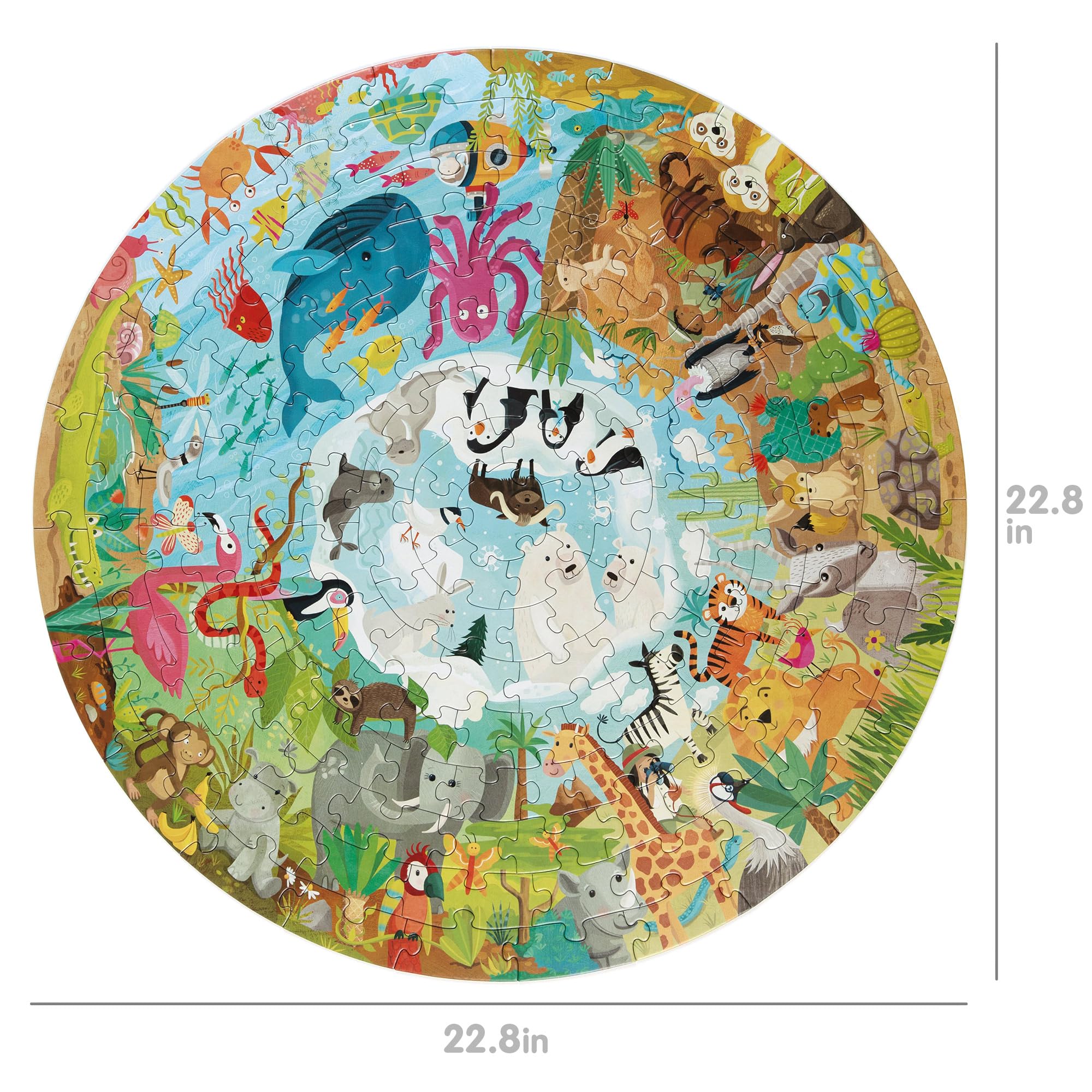 Puzzle Animali del Mondo per Bambini - Puzzle Rotondo da 5 a 8 Anni, 150 Pezzi, Diametro 58cm, Ecofriendly by Boppi