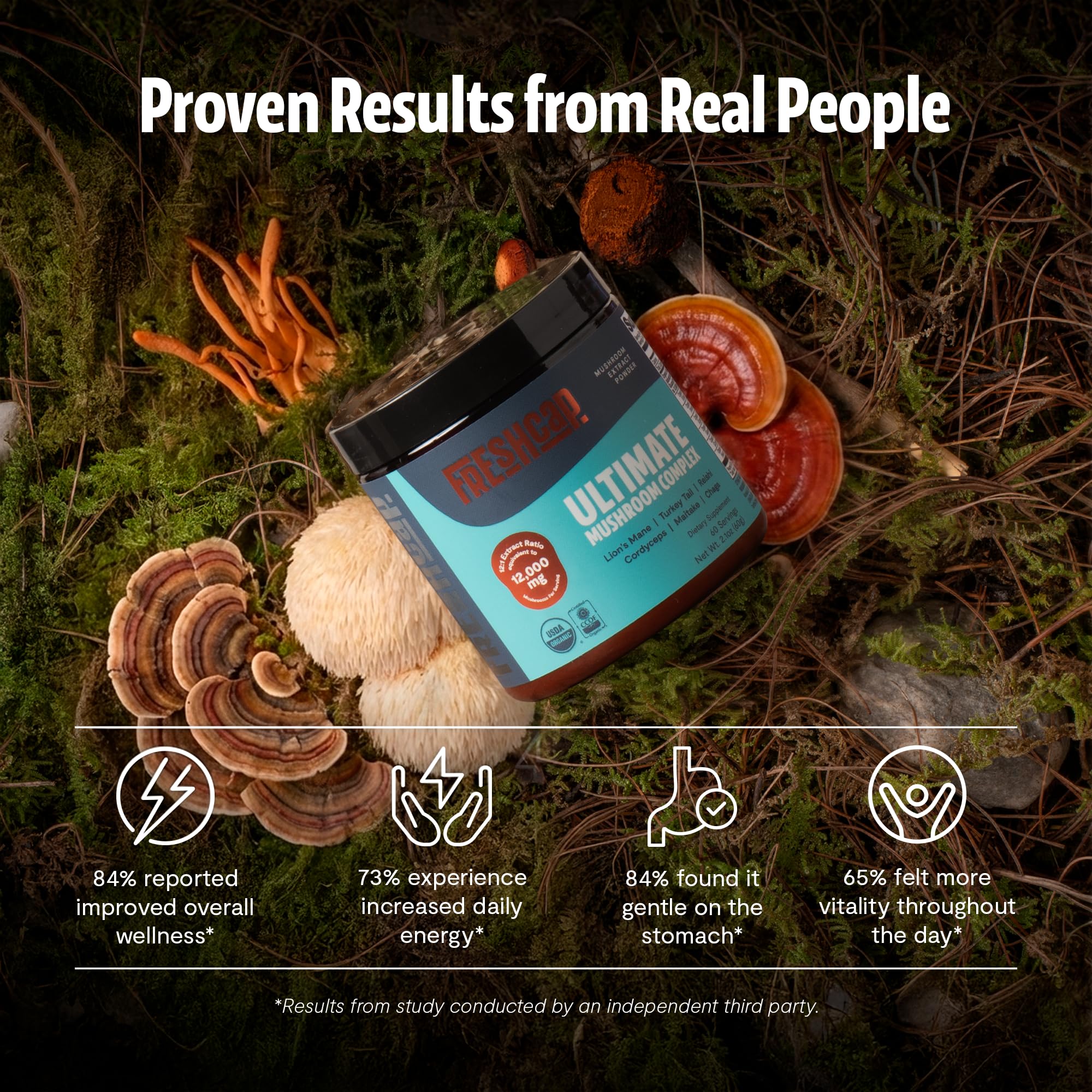 FreshCap Mushrooms Powder - Ultimate Mushroom Complex, 60 Servings — Amazon image 2