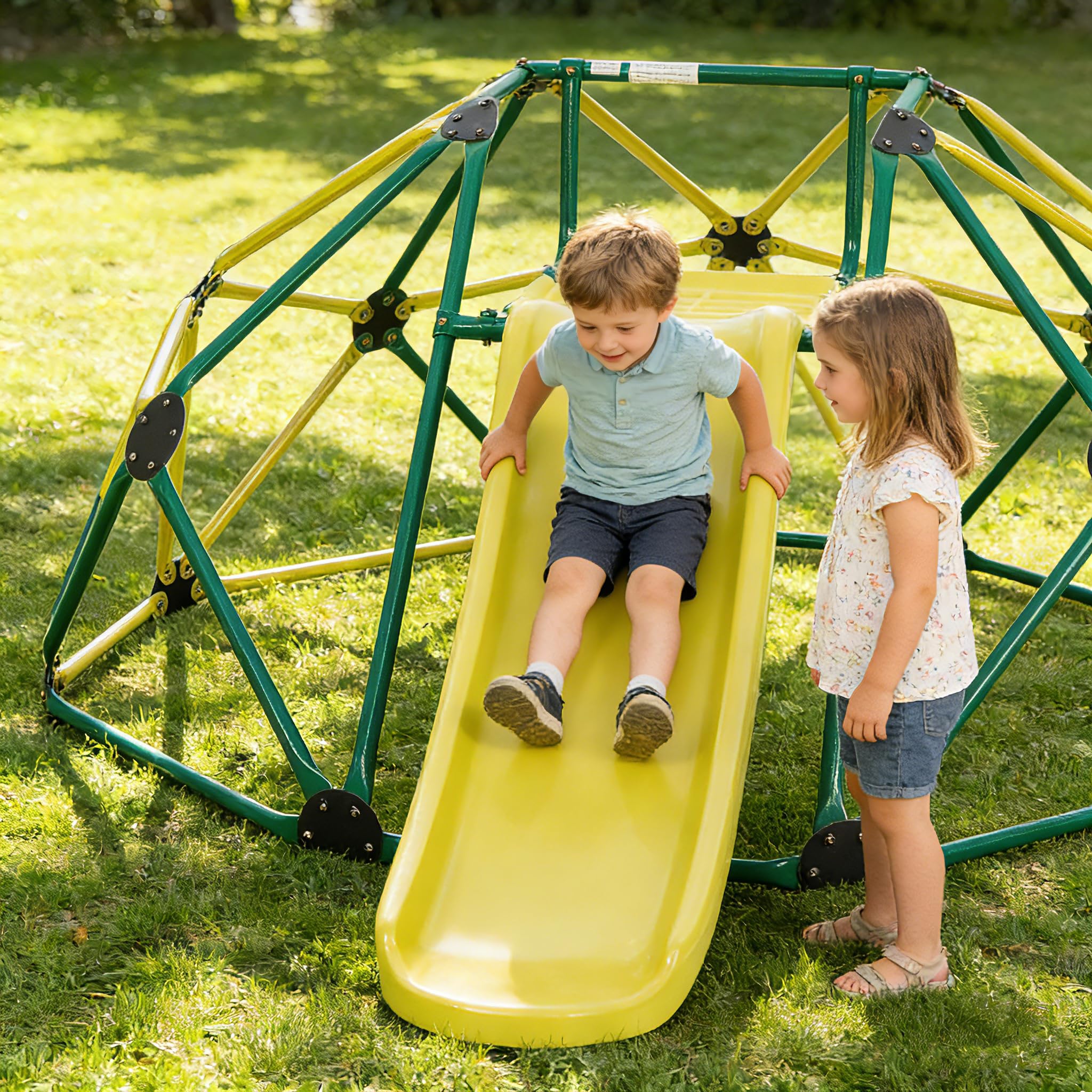 RELAX4LIFE Cuccia da Arrampicata con Scivolo per Bambini, Struttura per Arrampicata da Giardino, Portata Fino a 180 kg, Scala da Arrampicata per Bambini 3-10 Anni (Verde)