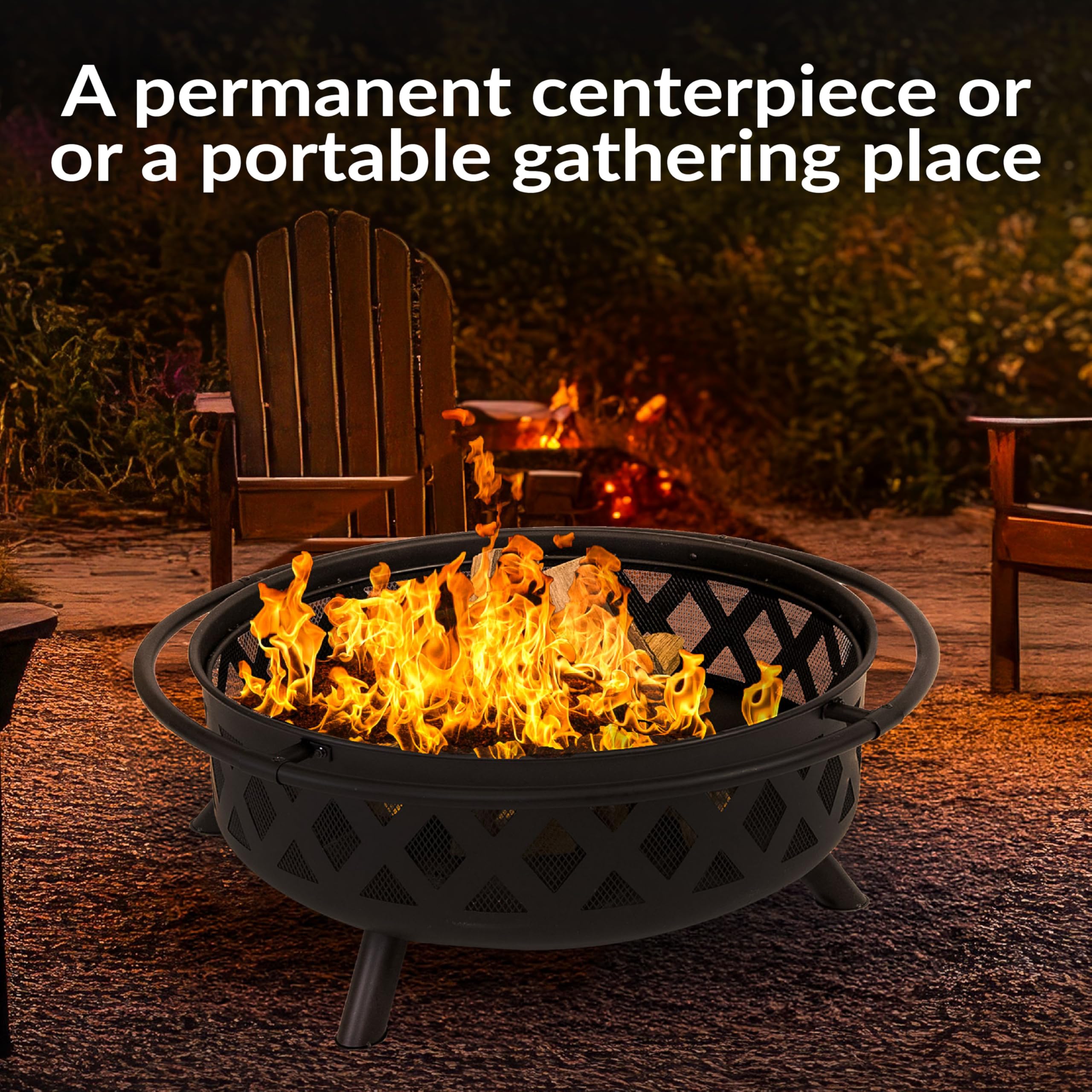 Sunnydaze Decor Sunnydaze Crossweave Large Outdoor Fire Pit, Wood Burning, Round — product photo