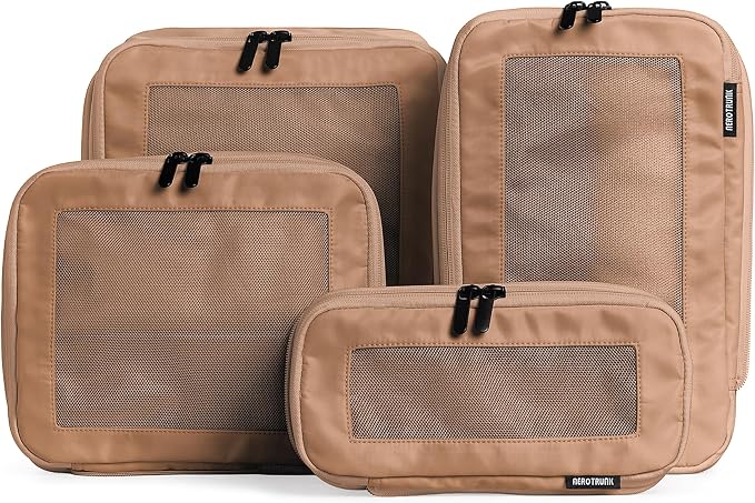Compression Packing Cubes for Travel (4-Pack, Rose or Mocha)