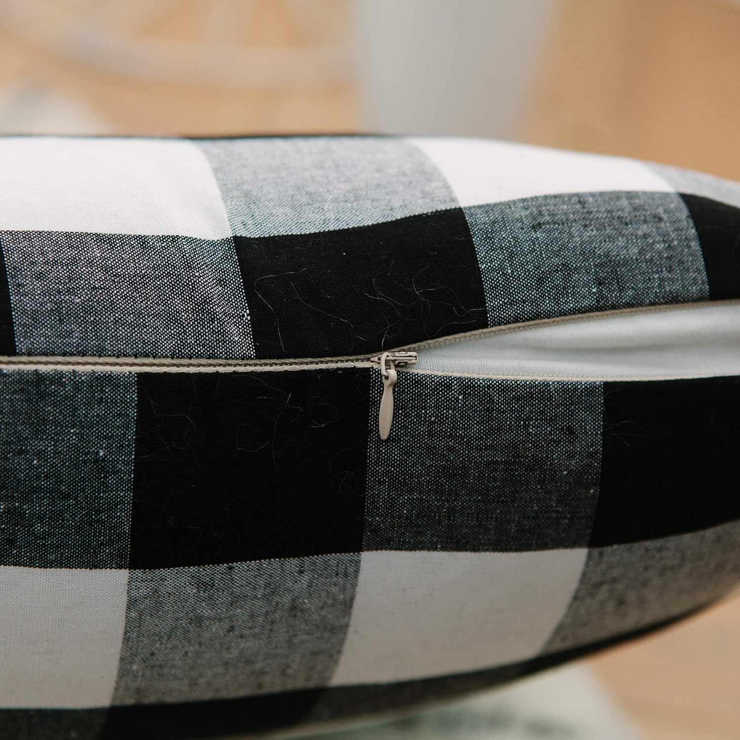 Get Popular Offer NATUS WEAVER 2 Pcs Black White Cotton Buffalo Checker Plaid Square Throw Pillow Cover Decorative Cushion Sham Pillowcase for Bedroom,20 x 20