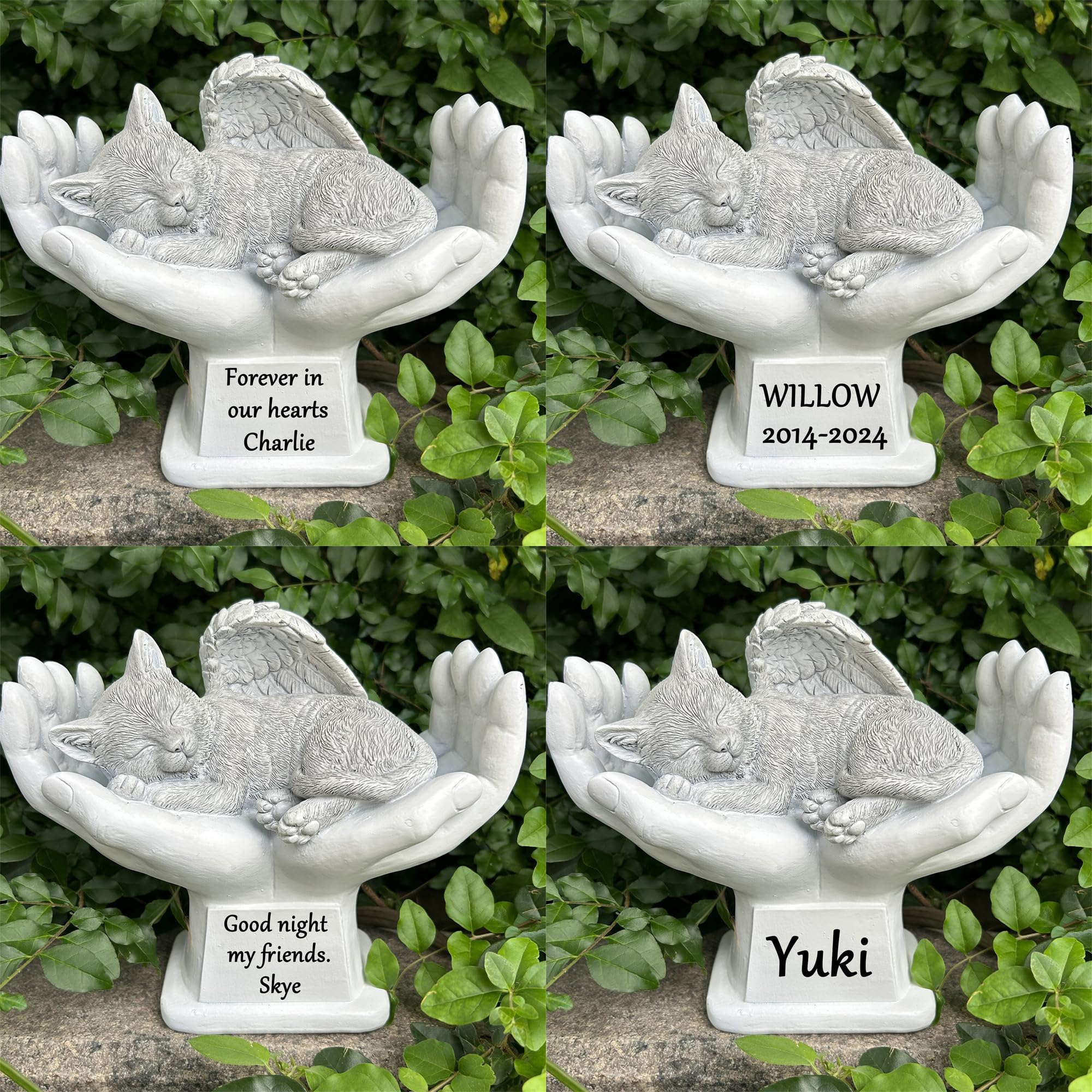 Personalisierter Gedenkstein für Katzen und Haustiere, Engel-Gedenkstätte, Katzenstatue, Gravur, Grabstein, Grabstein, Grabstein, Trauerkatze, Geschenk für verlorene Katze