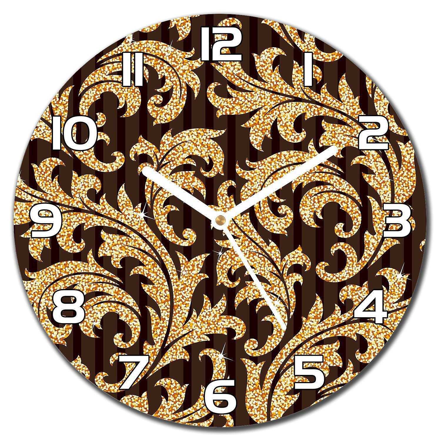 Horloge murale en verre de sécurité luxe Golden Floral 30 cm Coloray